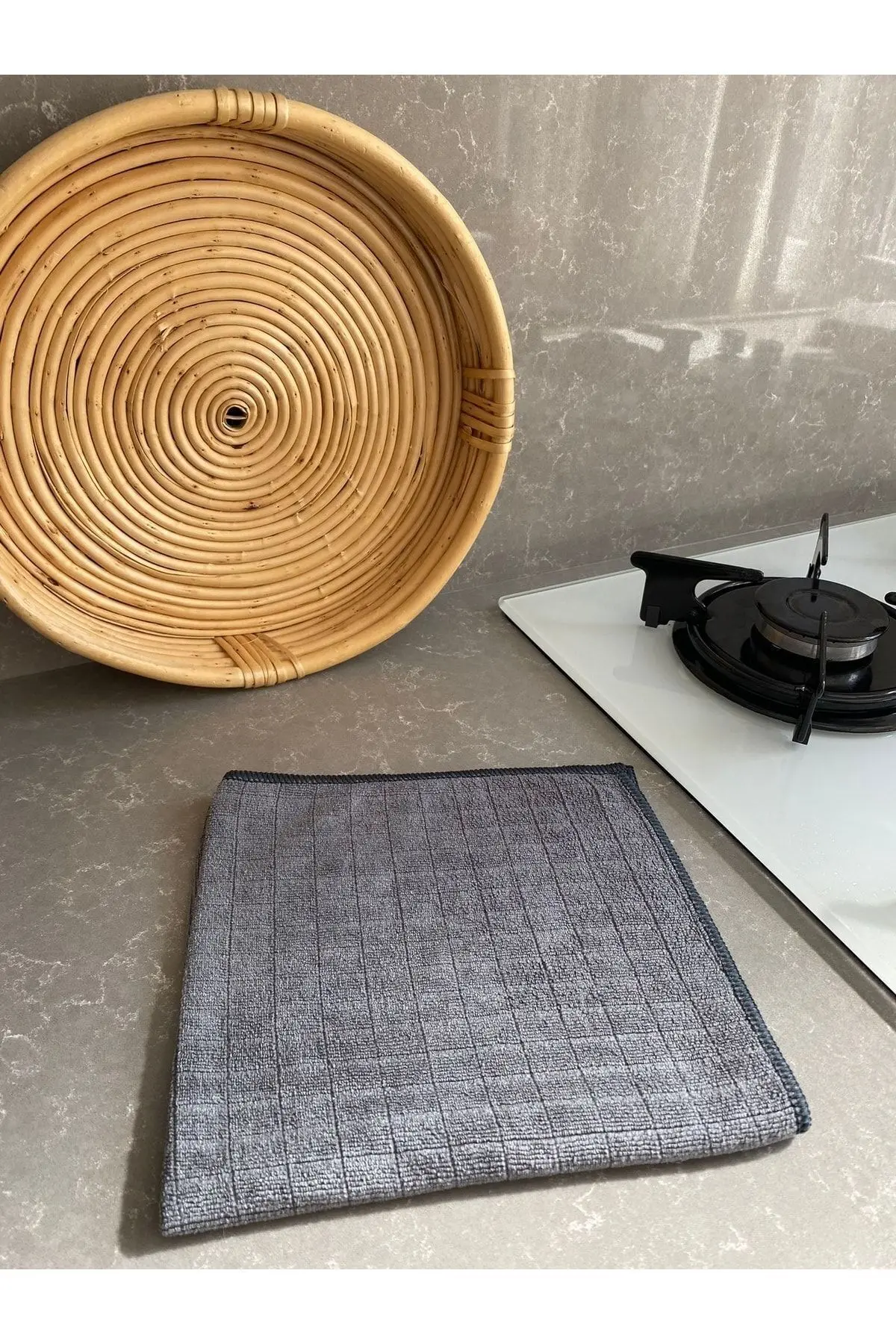 Missclean (1 ADET) Mikrofiber Mutfak,tezgah Bezi Gri Kareli