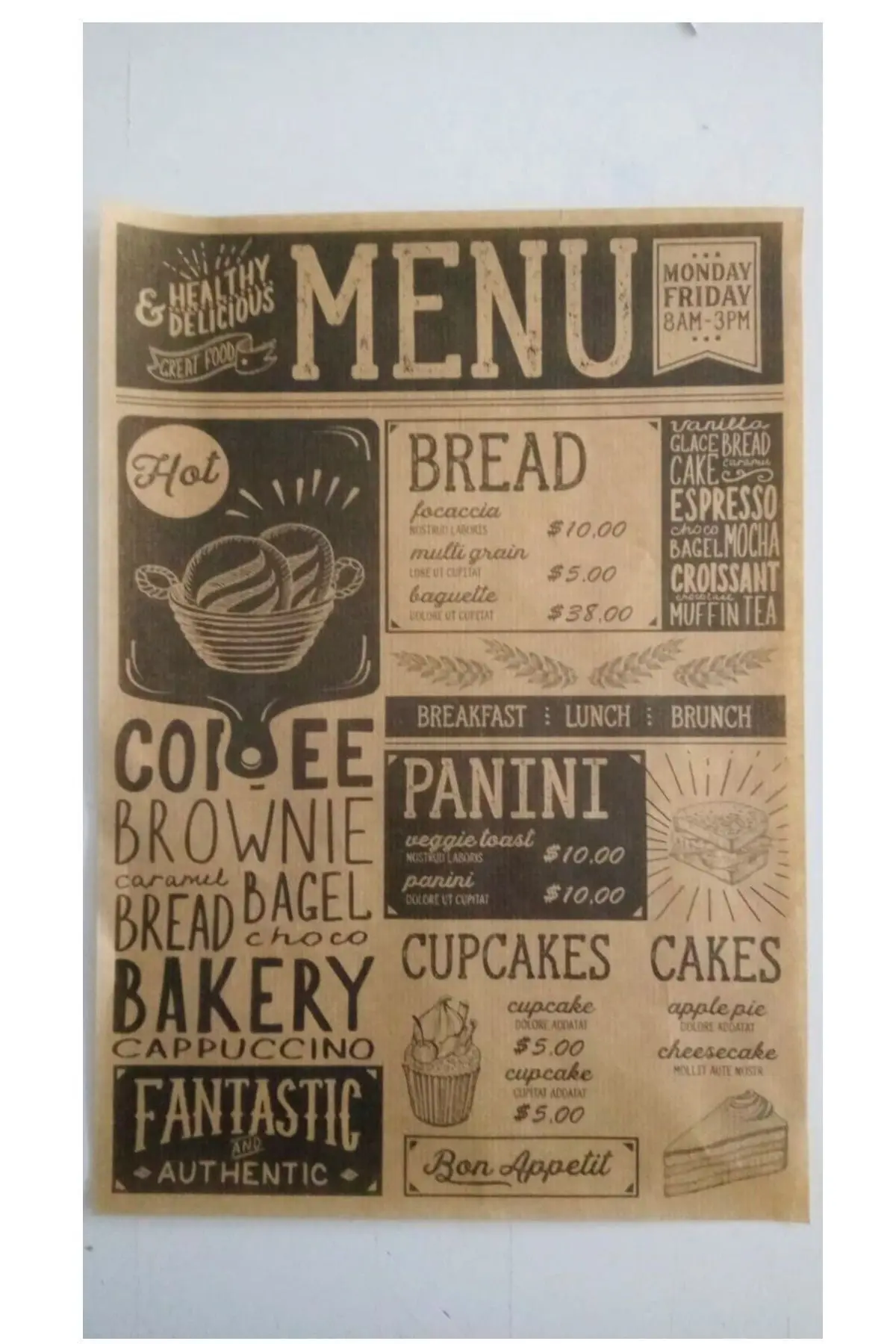 Kendinden Desenli Yağlı Kağıt | 50 Adet Vintage Gazete Desen Sunum Kağıdı | Karışık Desen