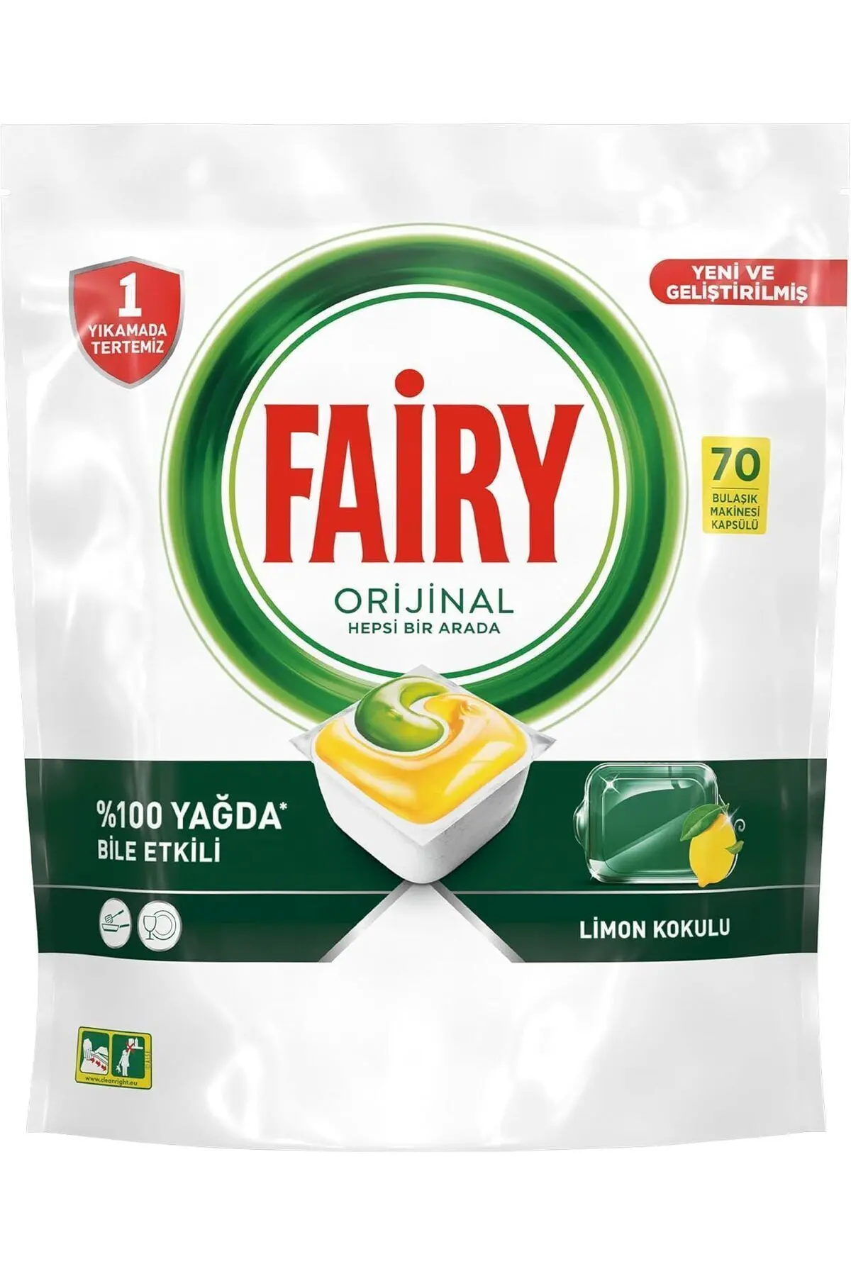 Fairy Hepsi Bir Arada Bulaşık Makinesi Deterjanı Kapsülü/Tableti 70 Yıkama Limon Kokulu