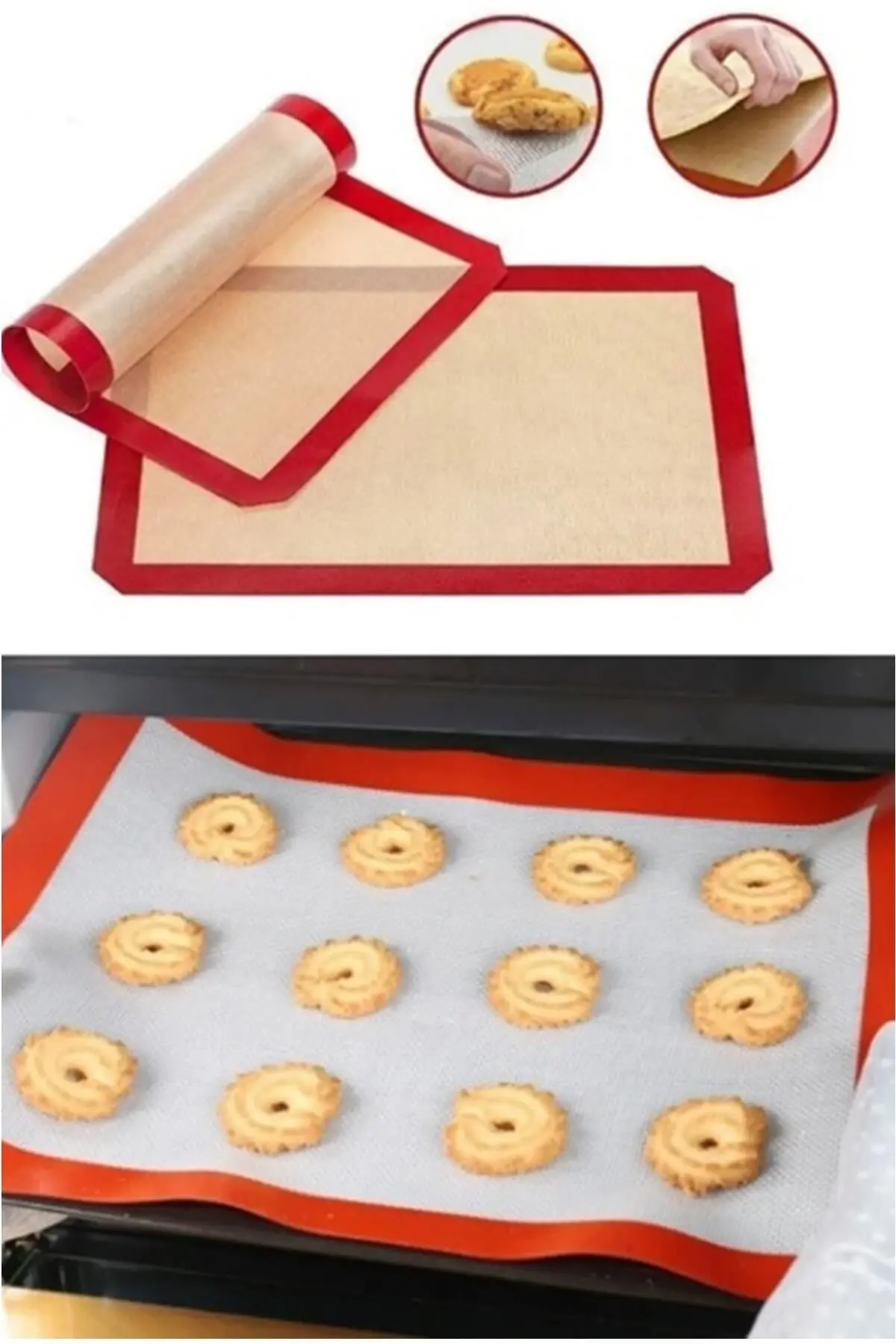 İndirimKap Fırınlanabilir Yıkanabilir Kendinden Yağlı Silikon Pişirme Matı 30x40 Hamur Açma Matı Silpatı