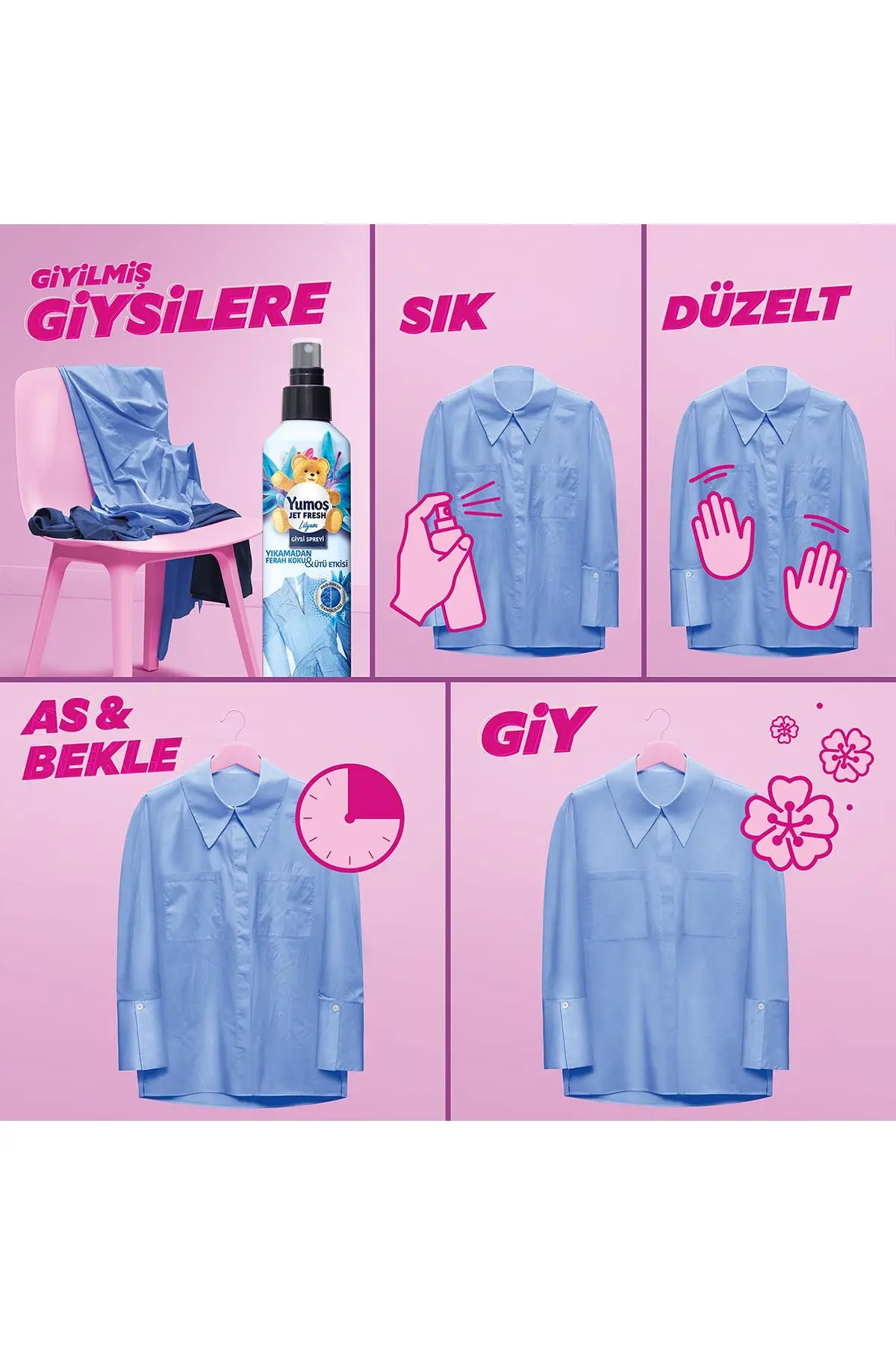 Jet Fresh Giysi Spreyi Lilyum 200 ml 1 Adet Jet Fresh Giysi Spreyi Orkide 200 ml 1 Adet
