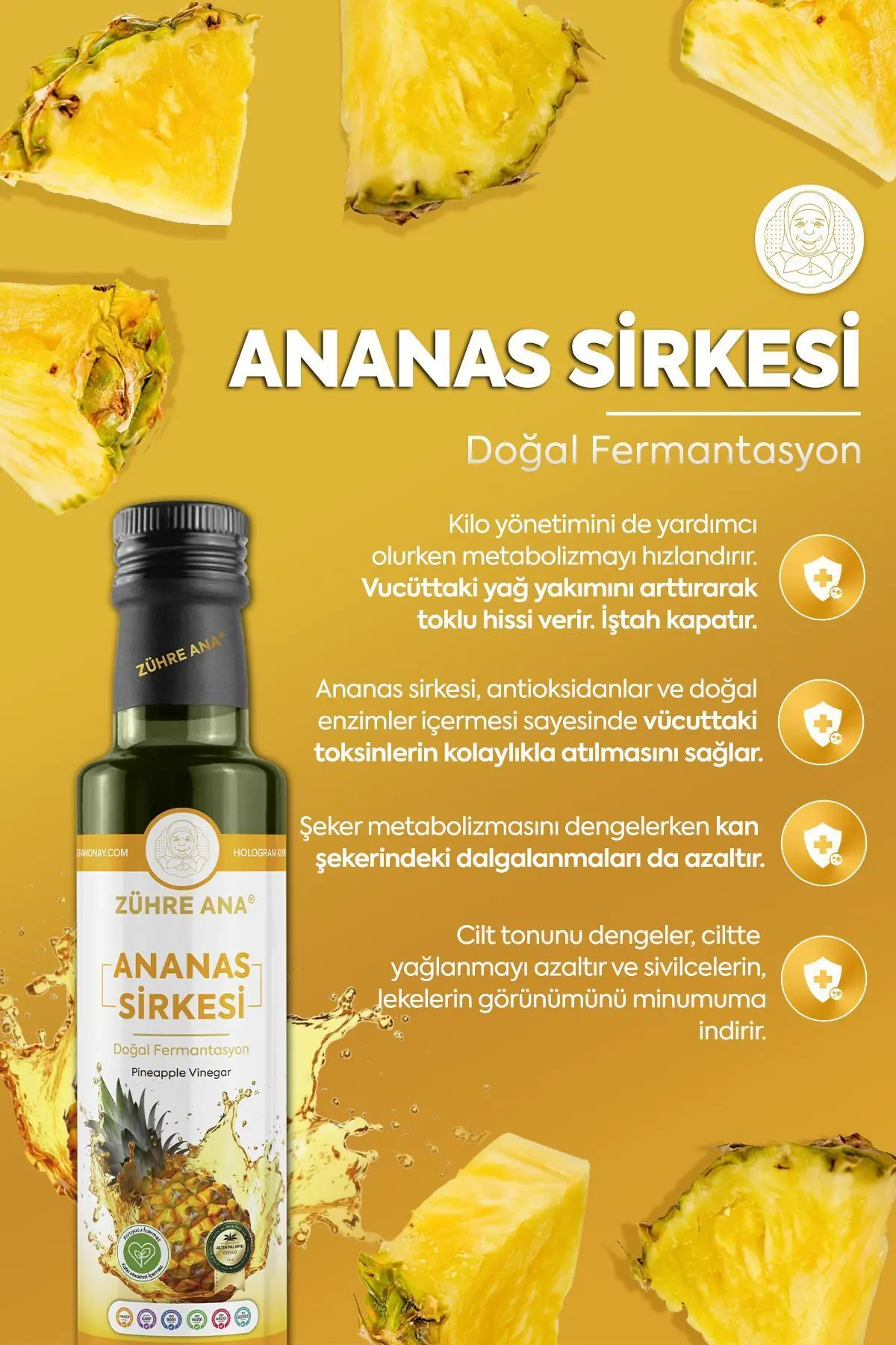 Ananas Sirkesi Doğal Fermantasyon Pineapple Vinegar 500 Ml