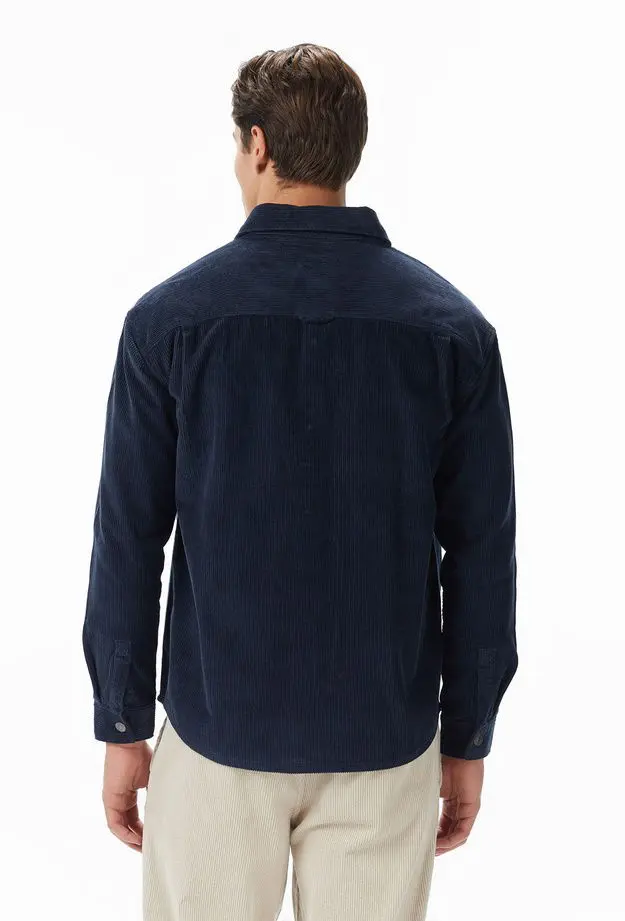 Tommy Hilfiger Washed Corduroy Erkek Mavi Gömlek