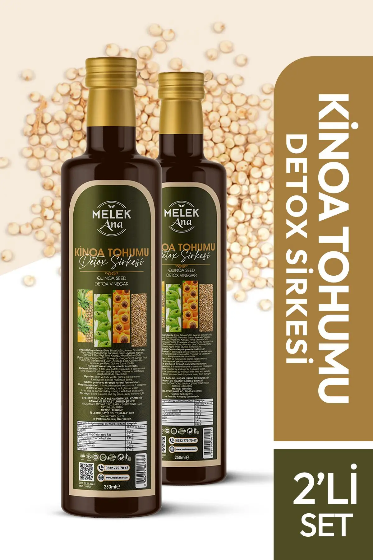 Melek Ana Zafaran Detox Sirkesi Ödem Atmaya Kilo Vermeye Yardımcı 2 li Set