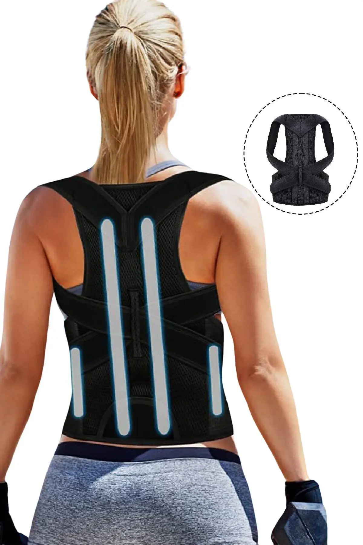 Kadın Erkek Ayarlanır Balenli Dik Duruş Korsesi Kambur Önleyici Duruş Düzeltici Korse Sırt Korsesi