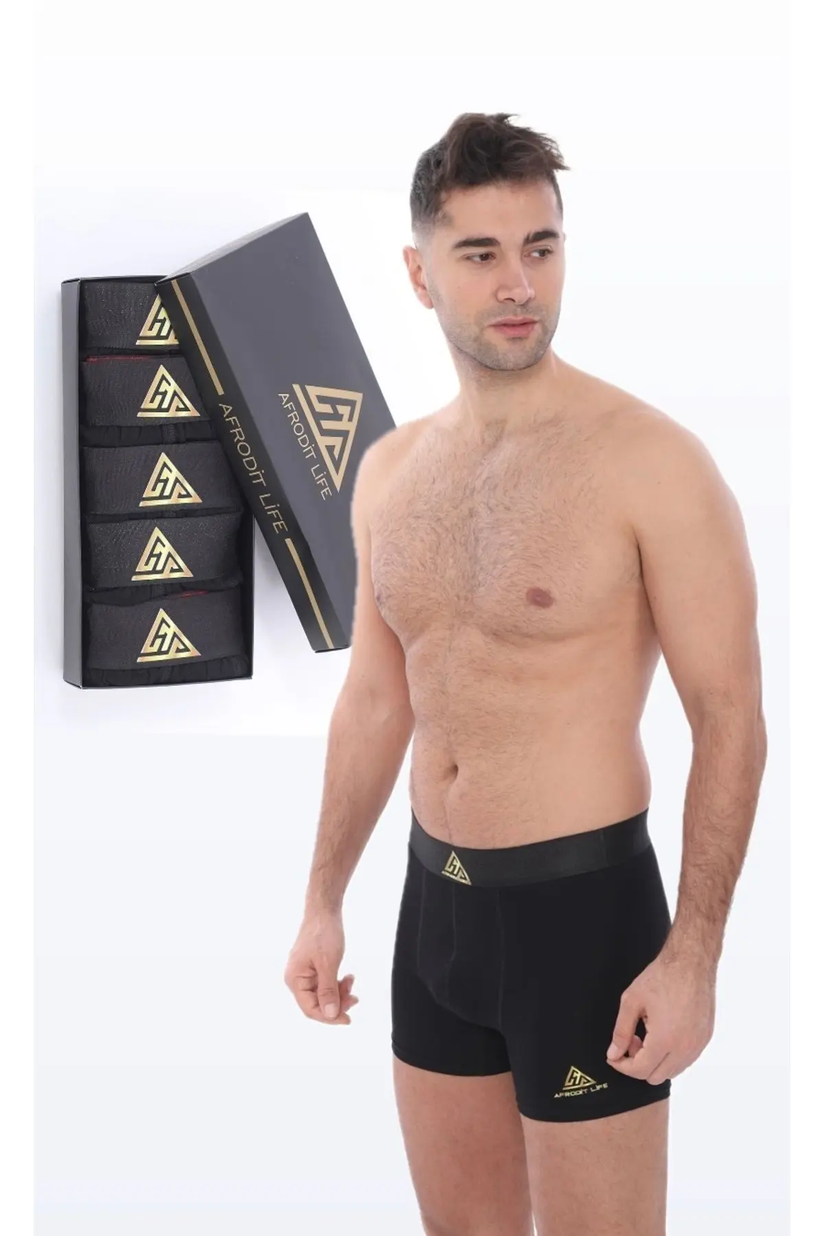 Afrodit life 5'li lüks kutu pamuklu ve likralı erkek boxer