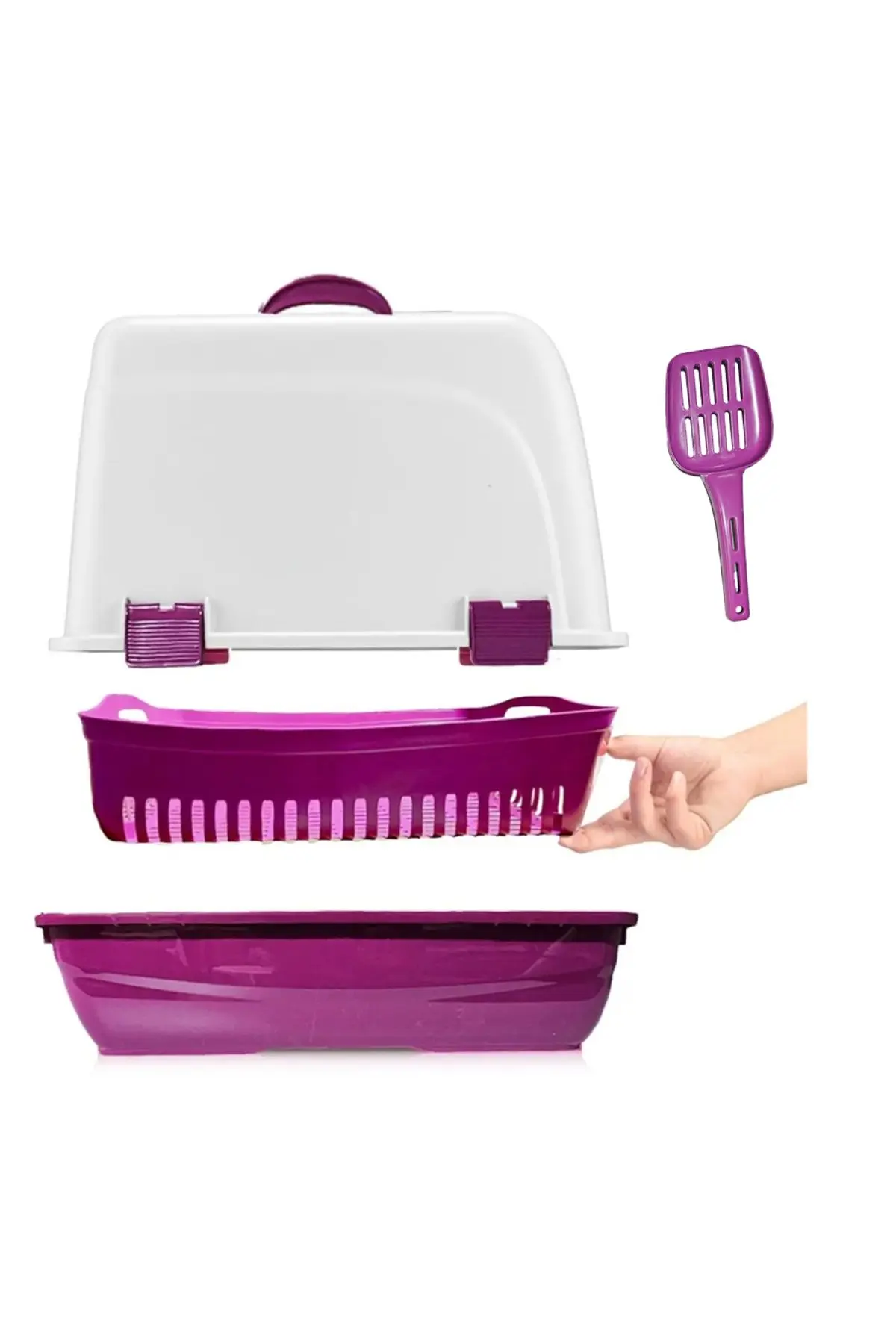 Petozi Elekli Kapalı Kedi Tuvaleti Xl Boy 40x37,5x50 Cm ( Kürek Hediyeli)