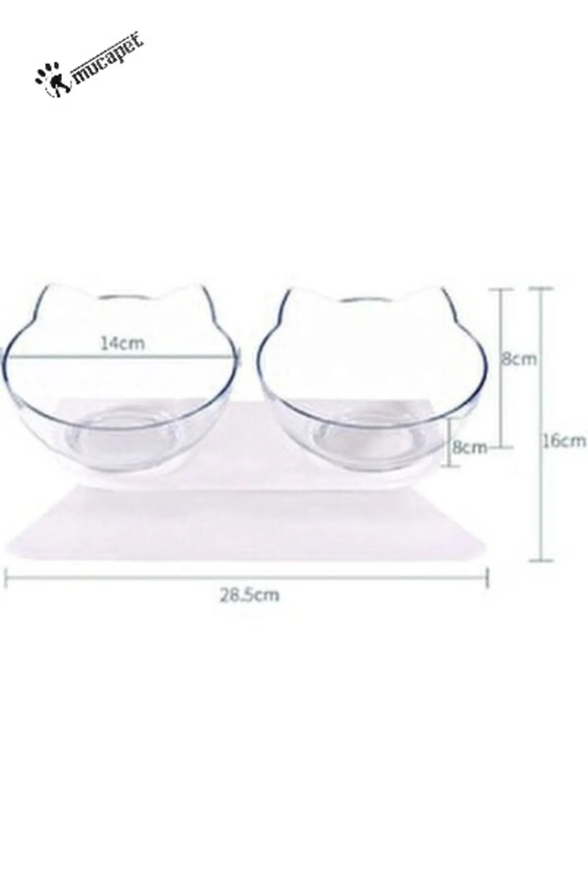 Şeffaf Kedi Kafalı Ikili Mama Kabı