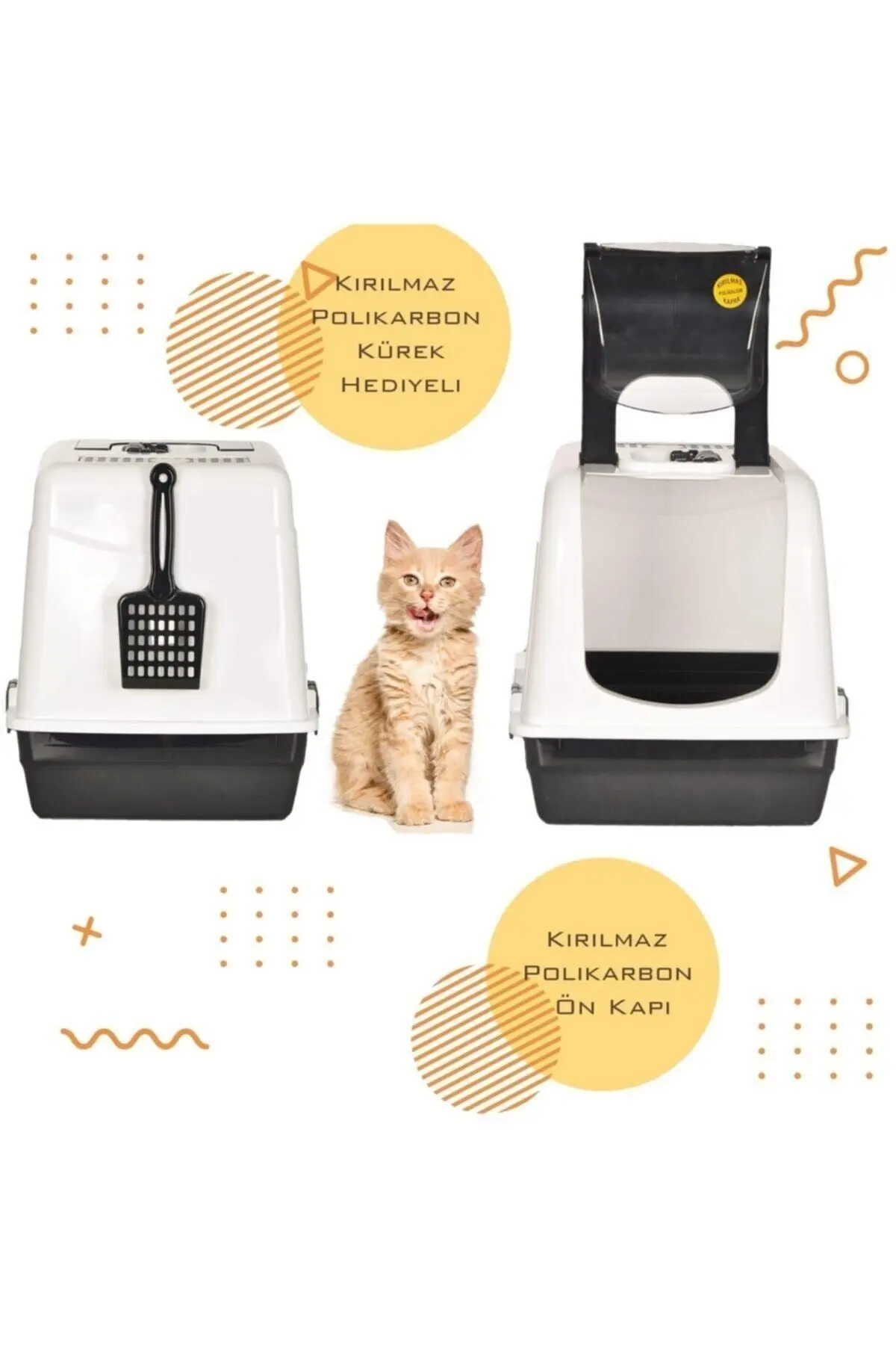 Xxl Büyük Boy Kapalı Kedi Tuvaleti Ve Kürek Hediyeli - En: 39 Genişlik :53 Yükseklik: 41