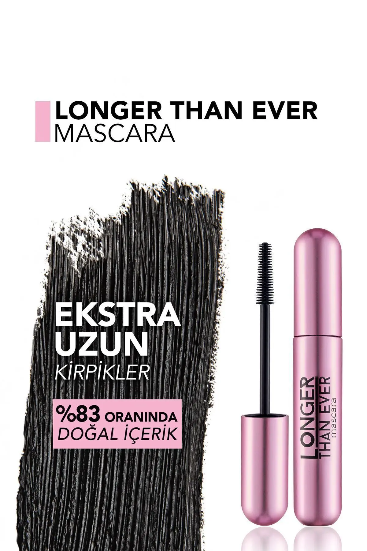 Doğal Formüllü Kirpik Uzatıcı Maskara (Siyah) - Longer Than Ever Mascara - 001 Black - 8682536067119