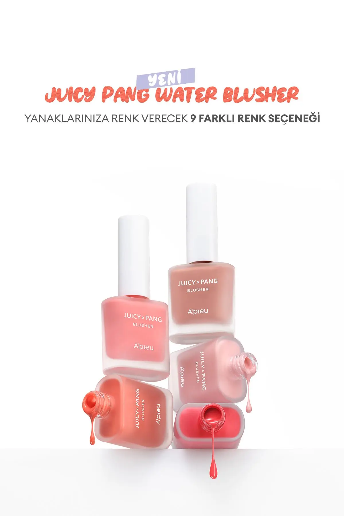Meyve Kokulu Doğal Görünümlü Likit Allık 9g. Apıeu Juicy-pang Water Blusher (CR01)