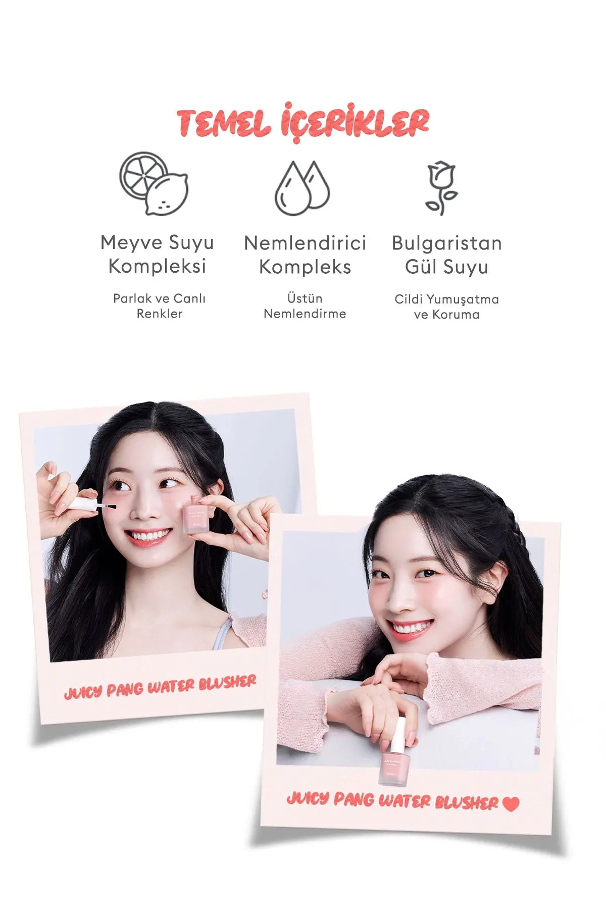 Meyve Kokulu Doğal Görünümlü Likit Allık 9g. Apıeu Juicy-pang Water Blusher (PK04)