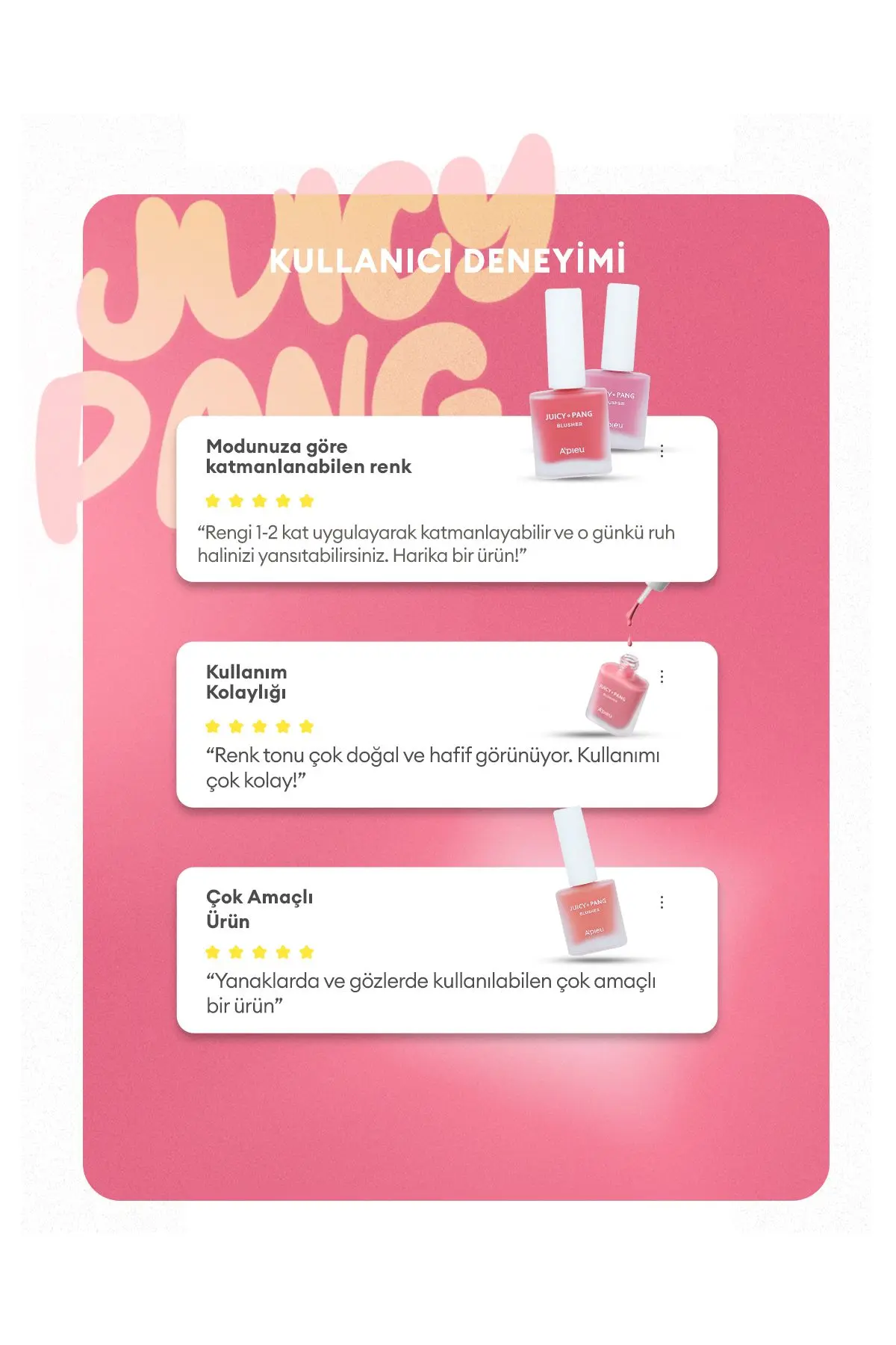 Meyve Kokulu Doğal Görünümlü Likit Allık 9g. Apıeu Juicy-pang Water Blusher (PK02)