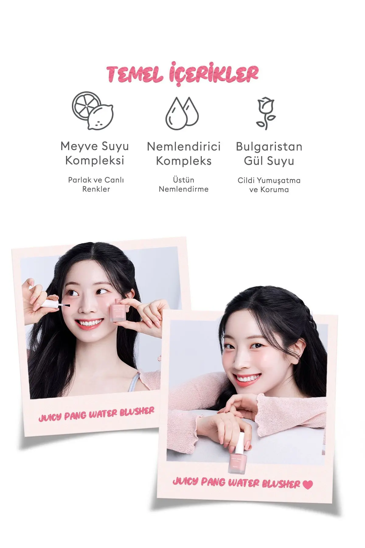 Meyve Kokulu Doğal Görünümlü Likit Allık 9g. Apıeu Juicy-pang Water Blusher (PK01)