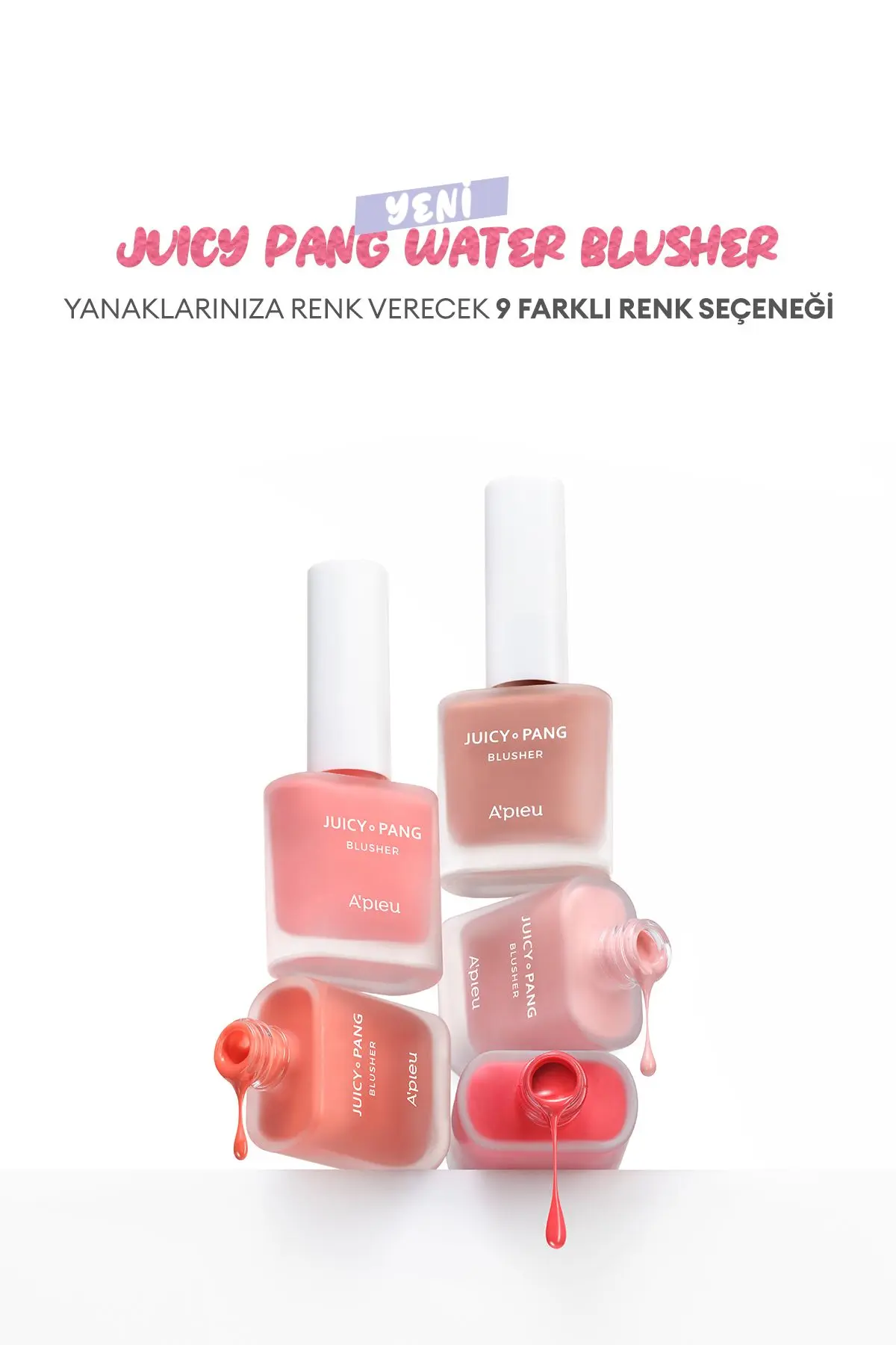Meyve Kokulu Doğal Görünümlü Likit Allık 9g. Apıeu Juicy-pang Water Blusher (PK01)