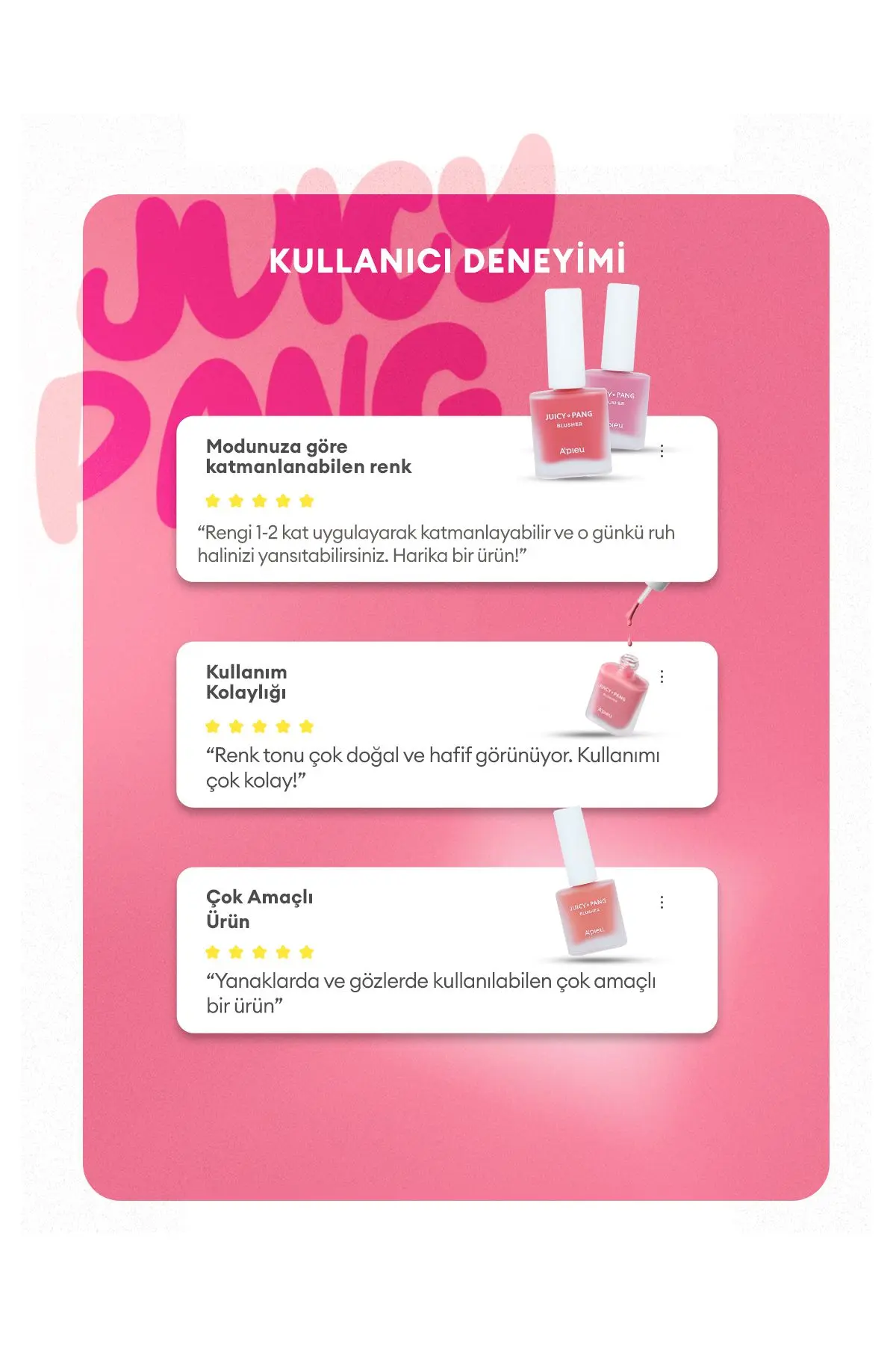 Meyve Kokulu Doğal Görünümlü Likit Allık 9g. Apıeu Juicy-pang Water Blusher (PK01)