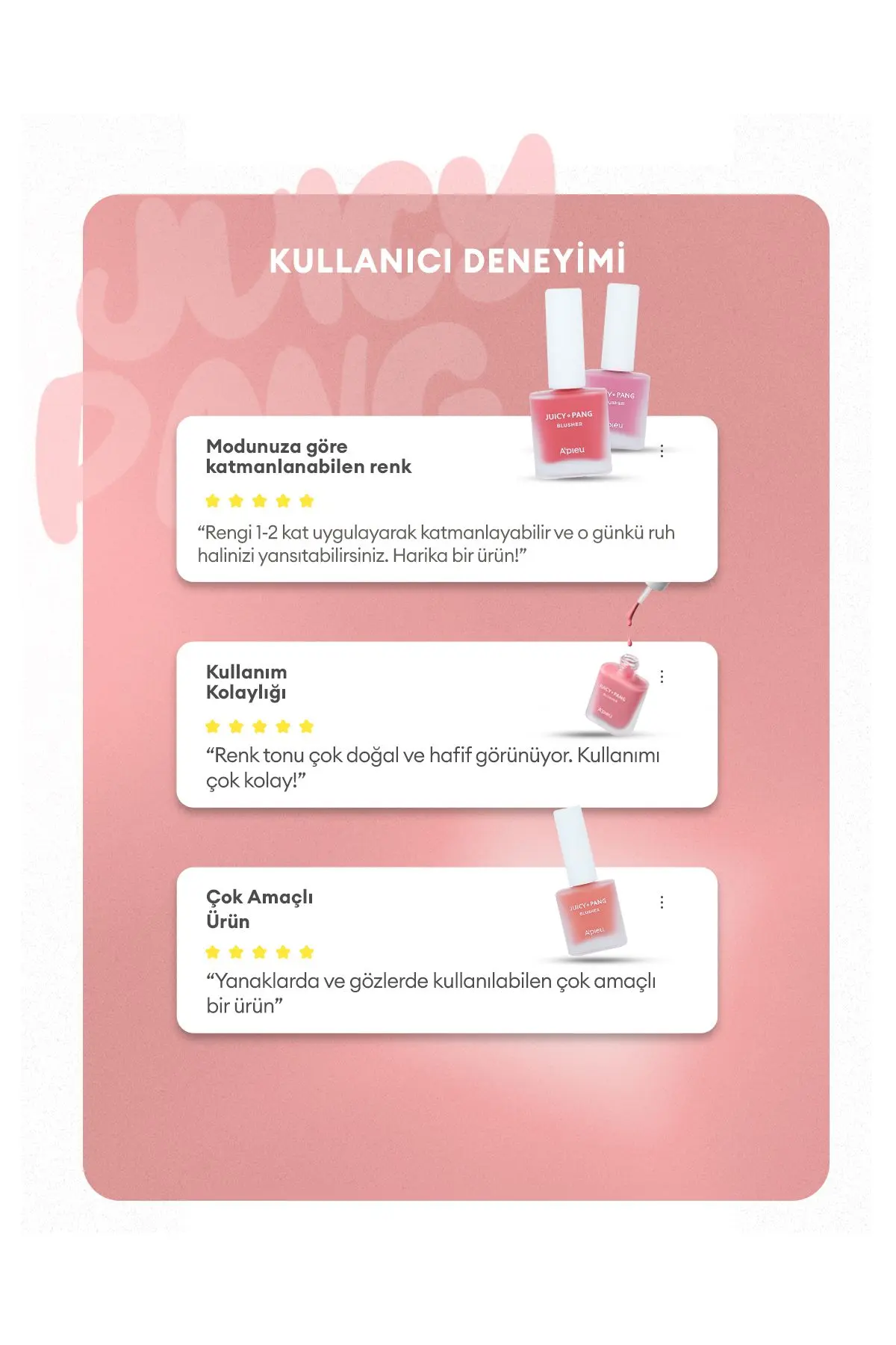Nemlendirici Etkili Doğal Görünüm Sunan Sıvı Allık A'pıeu Juicy-pang Water Blusher (PK03)