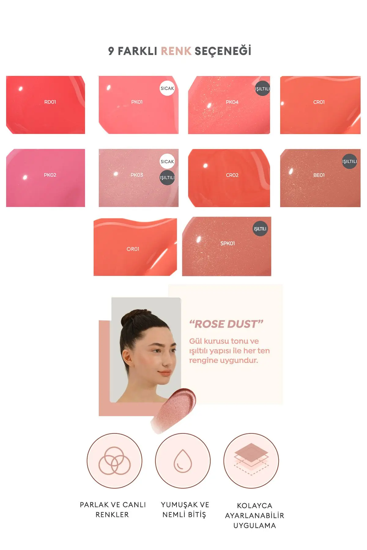 Meyve Kokulu Sedefli Kalıcı Likit Allık Juicy-pang Water Blusher Shimmer (SPK01)