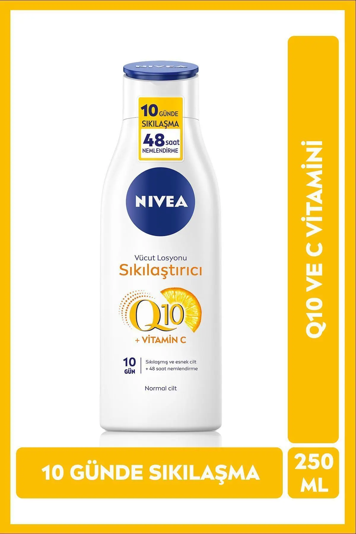 NIVEA Q10 Sıkılaştırıcı Vücut Losyonu 250ml, C Vitamini, 10 Günde Sıkılaşma, Nemlendirici, Vücut Bakım