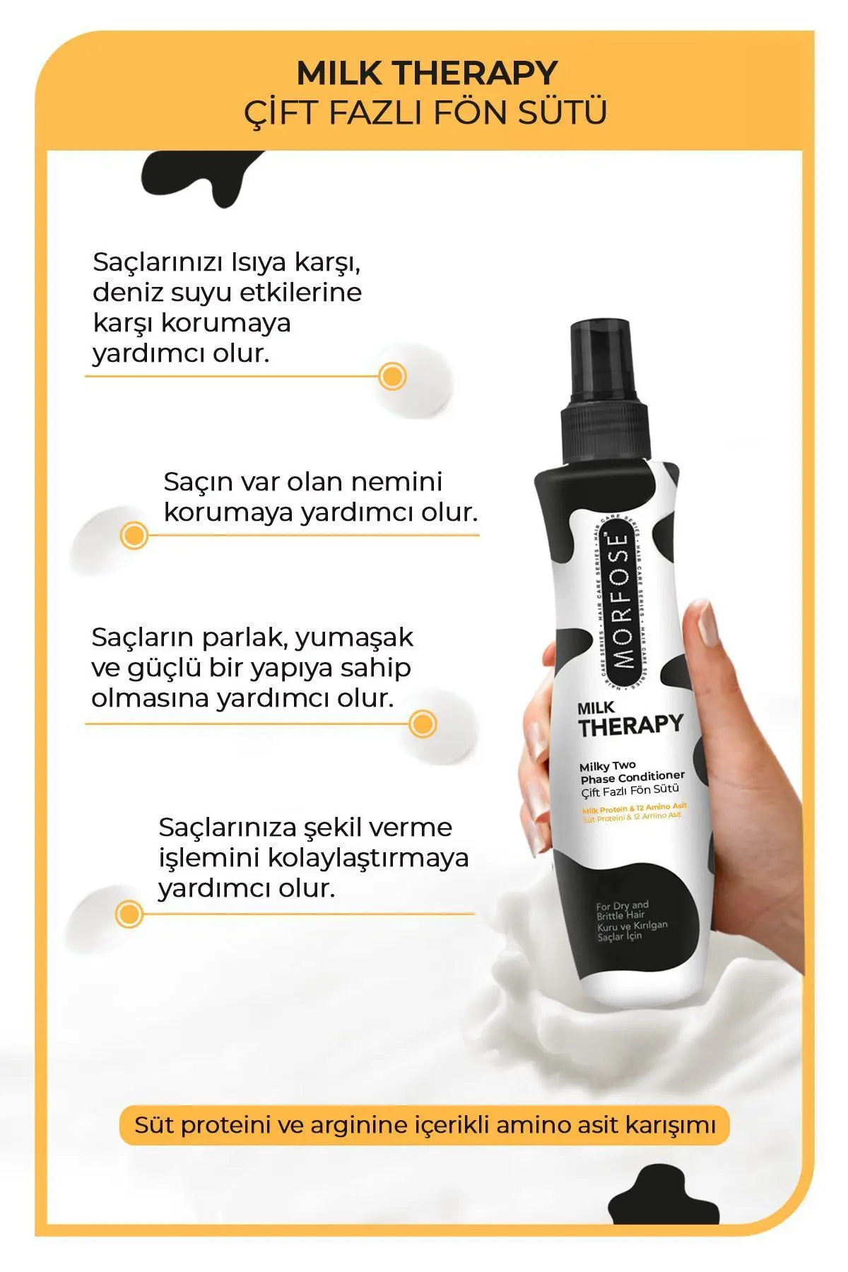 Milk Therapy Çift Fazlı Saç Bakım Fön Suyu 240 ml - Besleyici, Koruyucu Etki