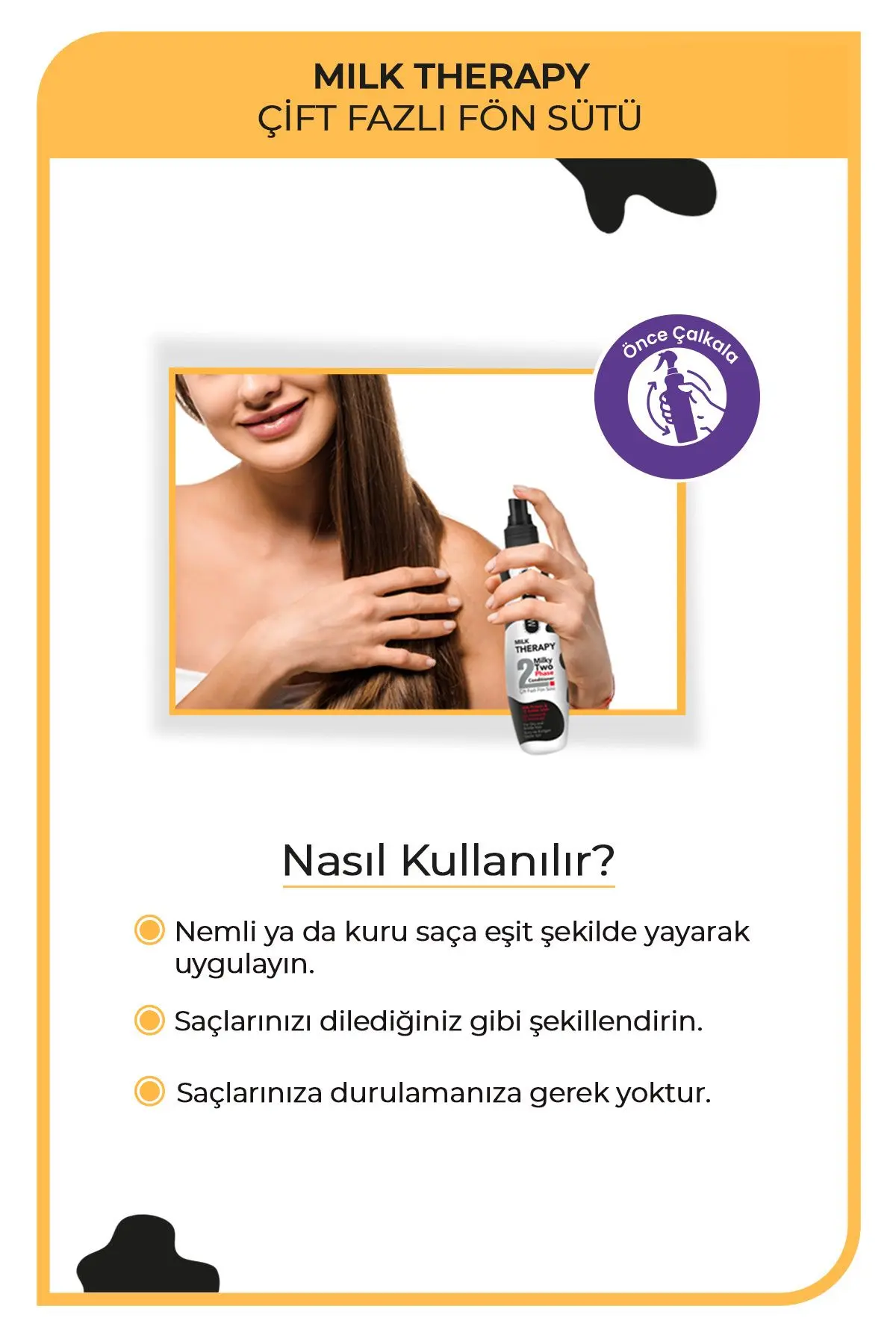Milk Therapy Çift Fazlı Saç Bakım Fön Suyu 240 ml - Besleyici, Koruyucu Etki