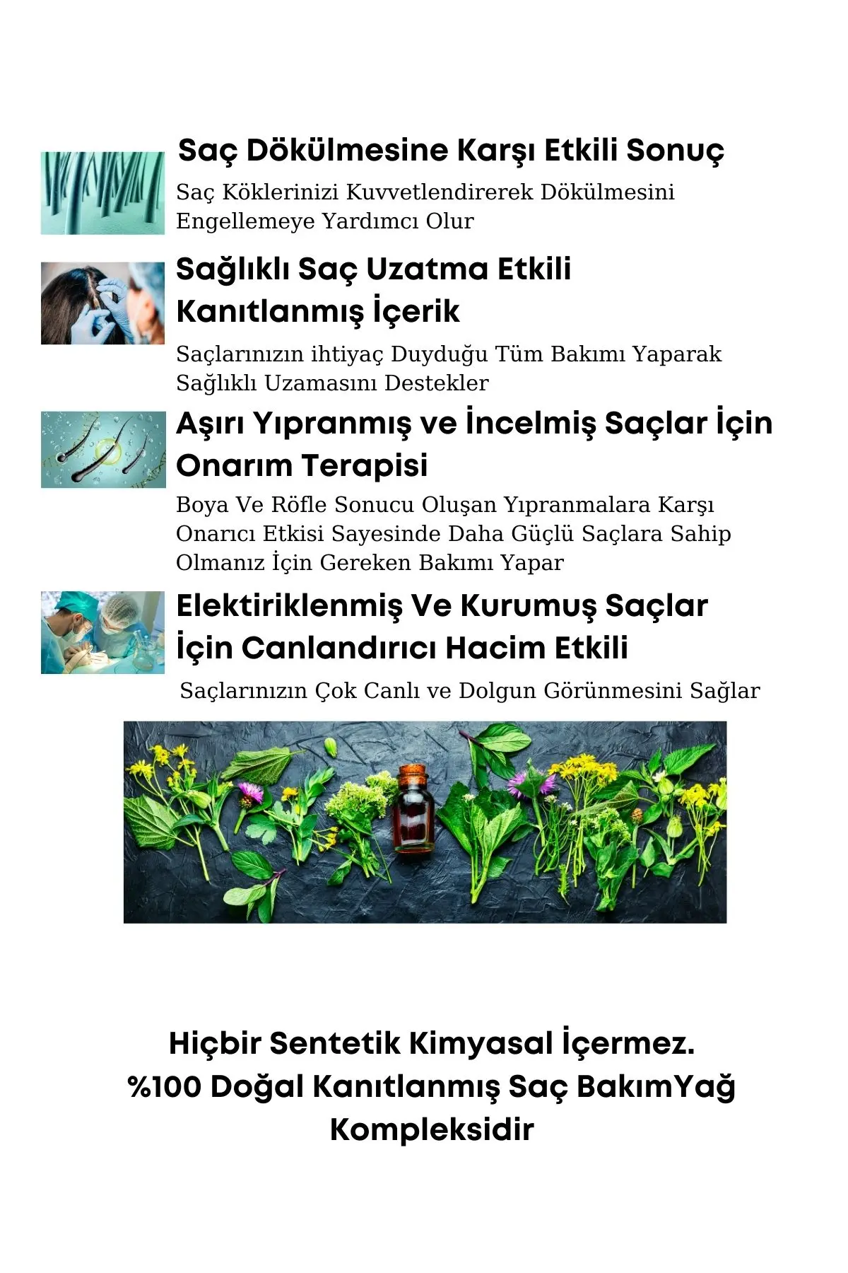 Yavaş Uzayan Ve Aşırı Yıpranmış Saçlar Için Geliştirilmiş Bitkisel Saç Bakım Kompleksi