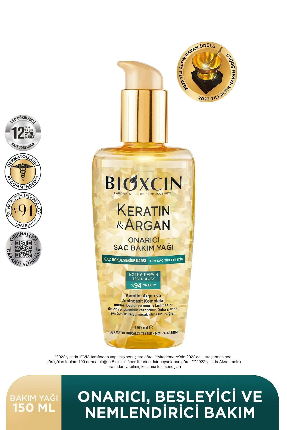 Bioxcin Keratin Argan Onarıcı Saç Bakım Yağı 150 ml