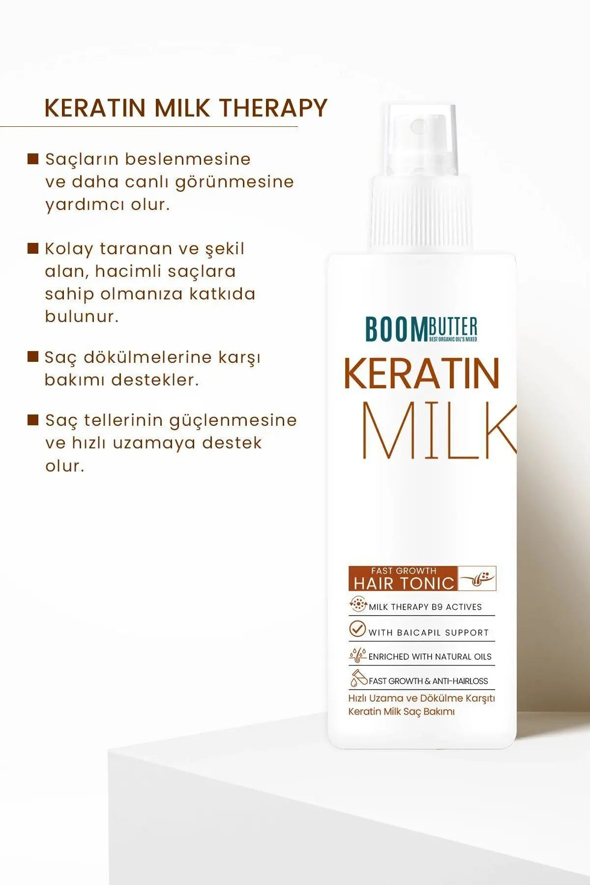 Boom Butter Keratin Milk (SÜTÜ) Hızlı Uzama Dökülme Karşıtı Saç Spreyi 150ml