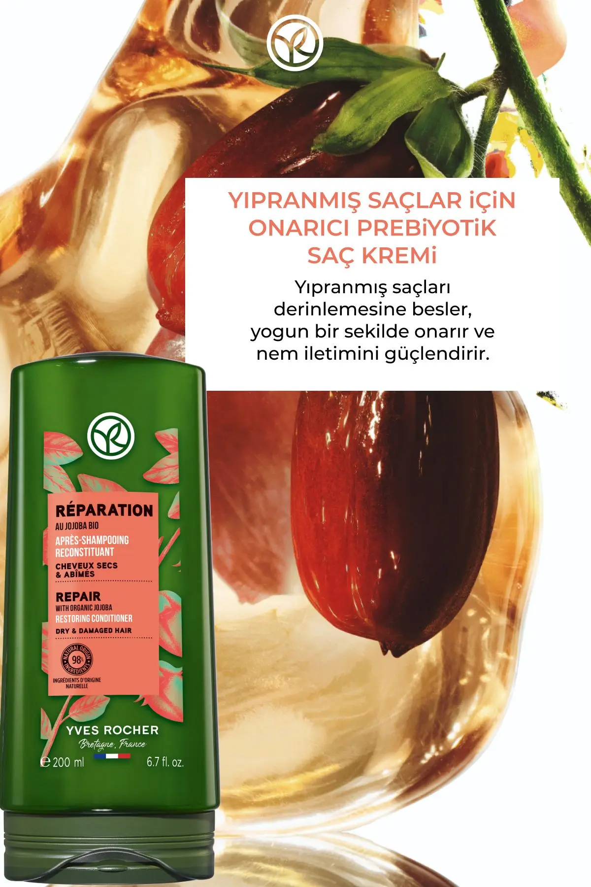 Yıpranmış Saçlar İçin (Reparation) Onarıcı Prebiyotik Saç Kremi - Silikonsuz & Vegan-200 ml