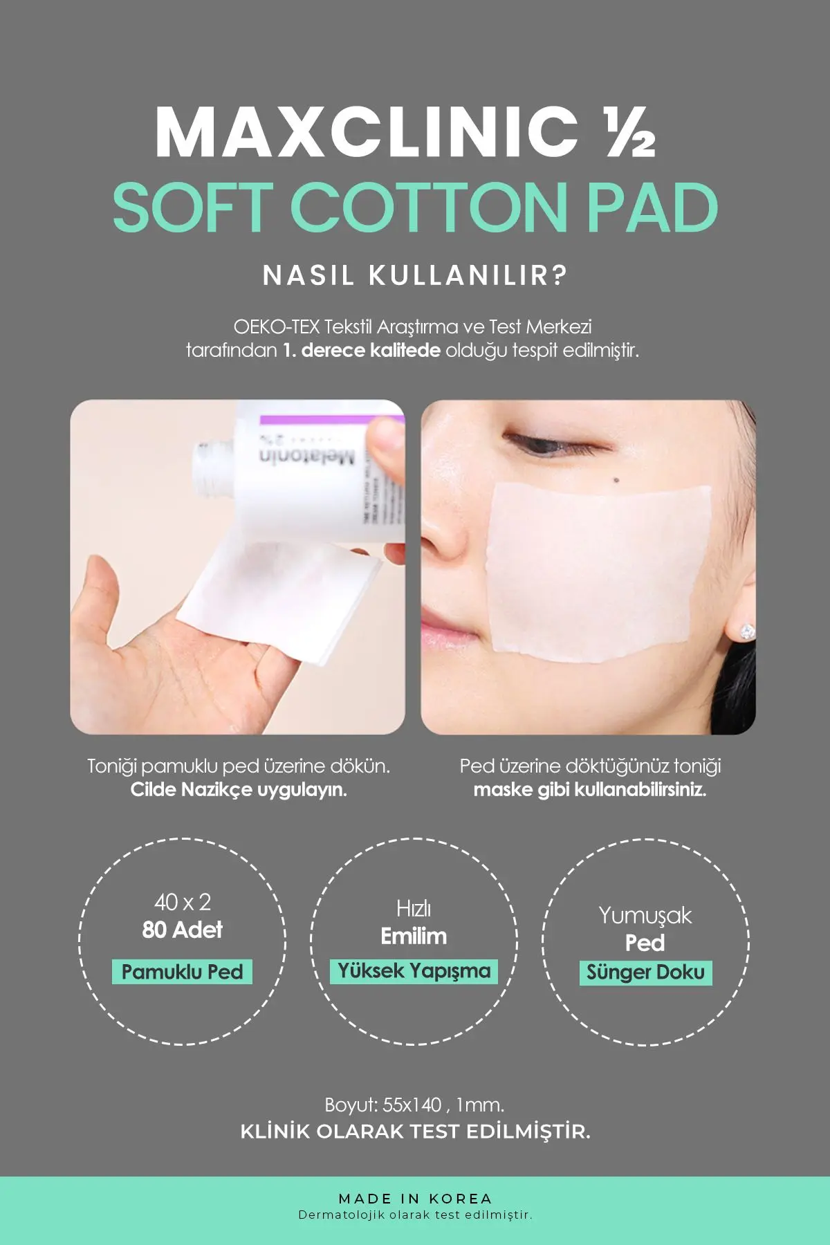 1/2 Cilt Bakım Pamuğu Cildi Çizmeyen Tüylenmeyen Özel Sünger Doku Soft Cotton Pads 80adet