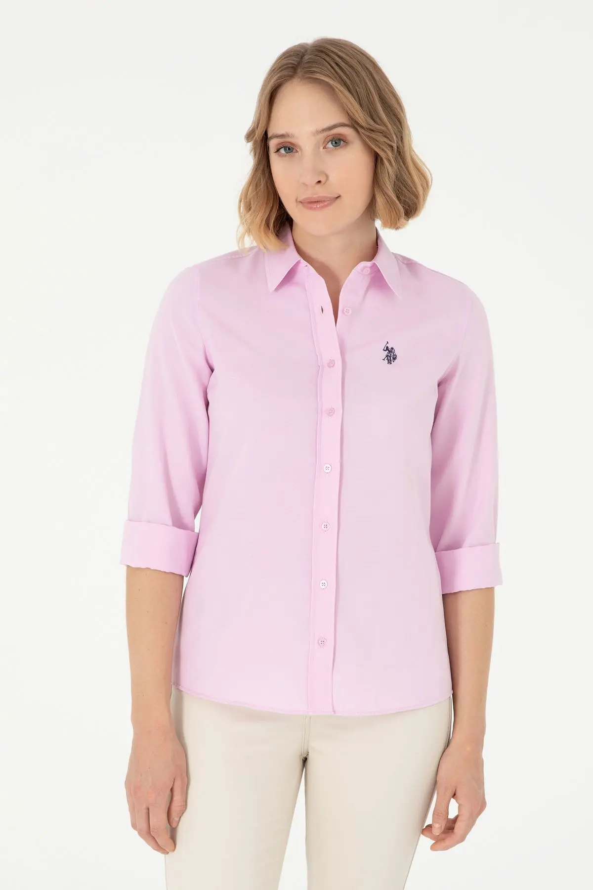 U.S. Polo Assn. Kadın Pembe Uzun Kollu Basic Gömlek 50288851-vr041