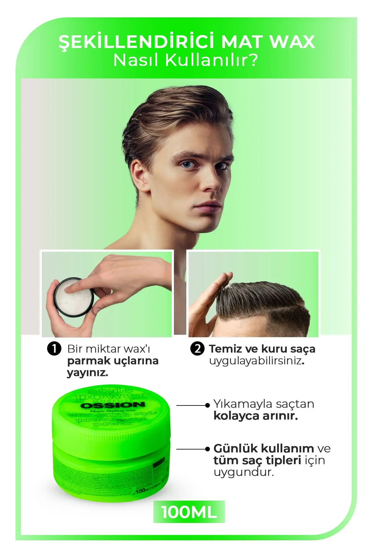 Ossion Mat Saç Şekillendirici Wax 100 ml