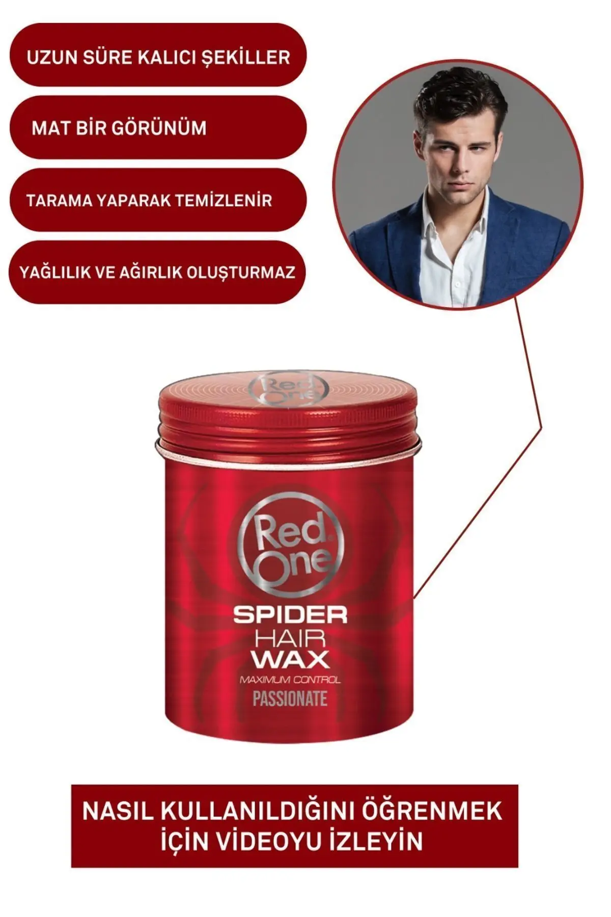 Redone Kırmızı Spider Gün Boyu Etkili Parlak Saç Şekillendirci Wax 100ml