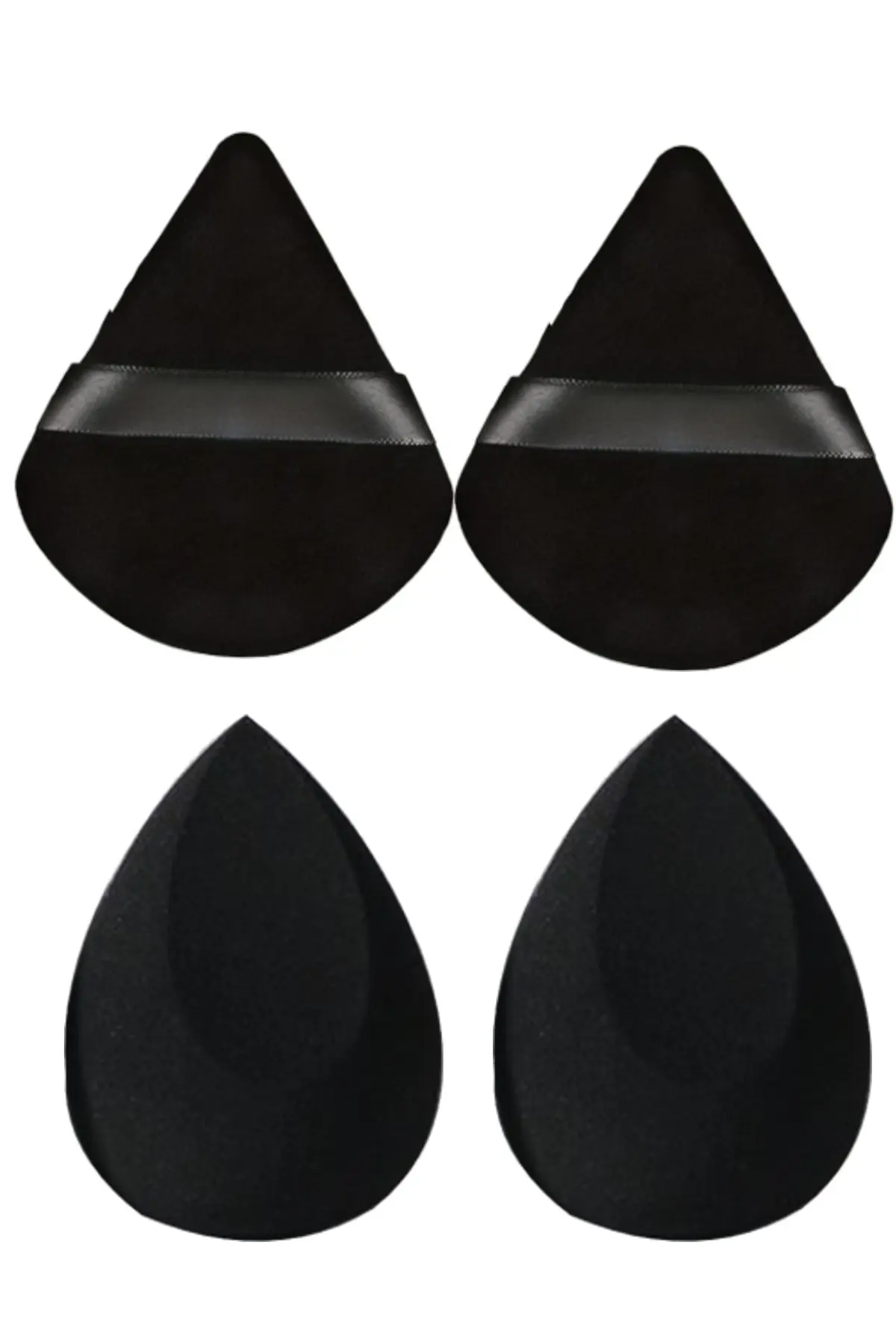 4'lü Profesyonel Siyah Pudra Fondöten Bb Krem Uygulama Aparatı Puff Makyaj Süngeri