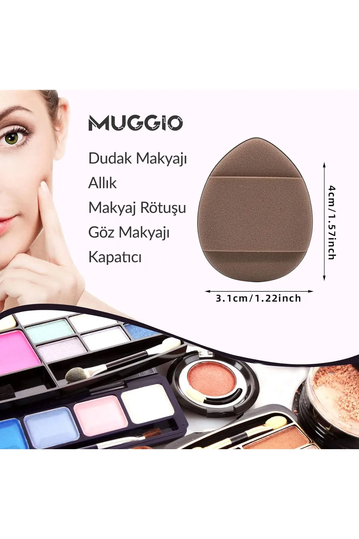 Parmak Makyaj Süngeri - Mini Puf Kapatıcı Pudra Süngeri 4 Adet