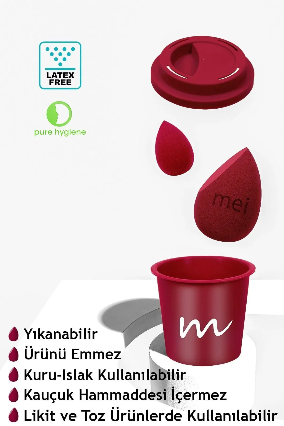 Makyaj Süngeri Fondöten Emmeyen Sponge Coffee Cup Hijyenik Merlot Pro 1 Mini