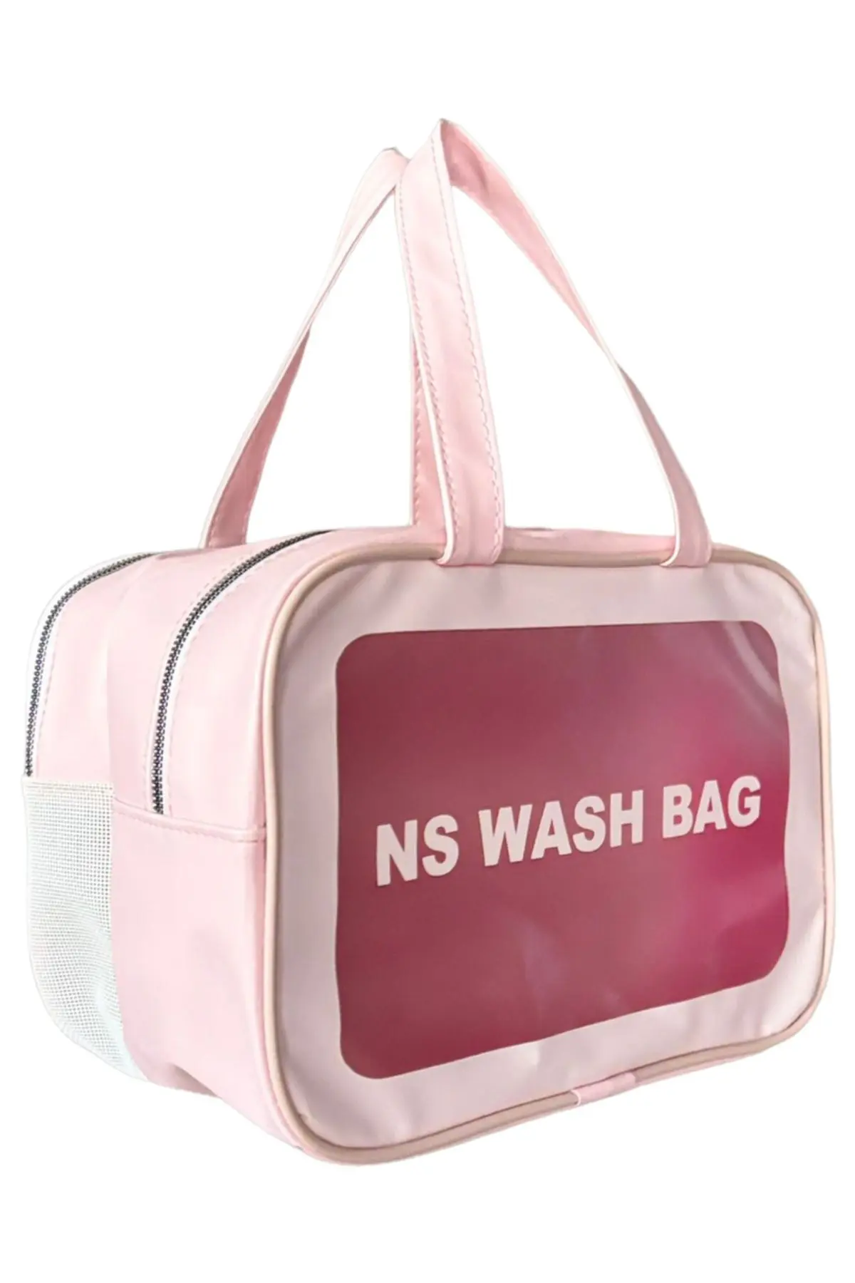 NS reliable Çift Bölmeli Şeffaf Makyaj Ve Kozmetik Çantası-taşınabilir Seyahat Banyo Saklama Çantası-XL BOY