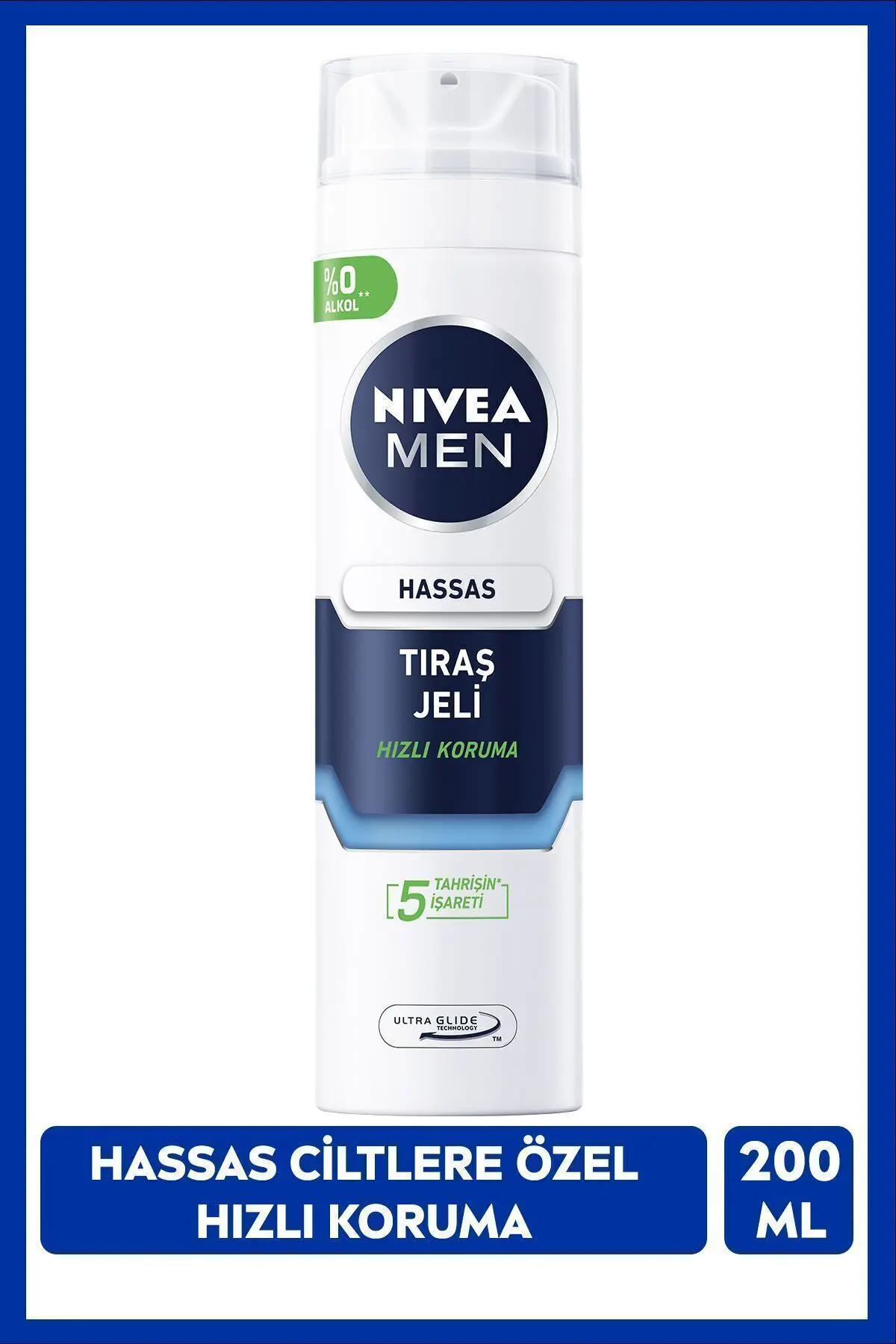 NIVEA MEN Erkek Hassas Koruma Tıraş Jeli 200ml, Hassas Ciltlere Özel, Yanma Kızarma Kuruma Engelleyici