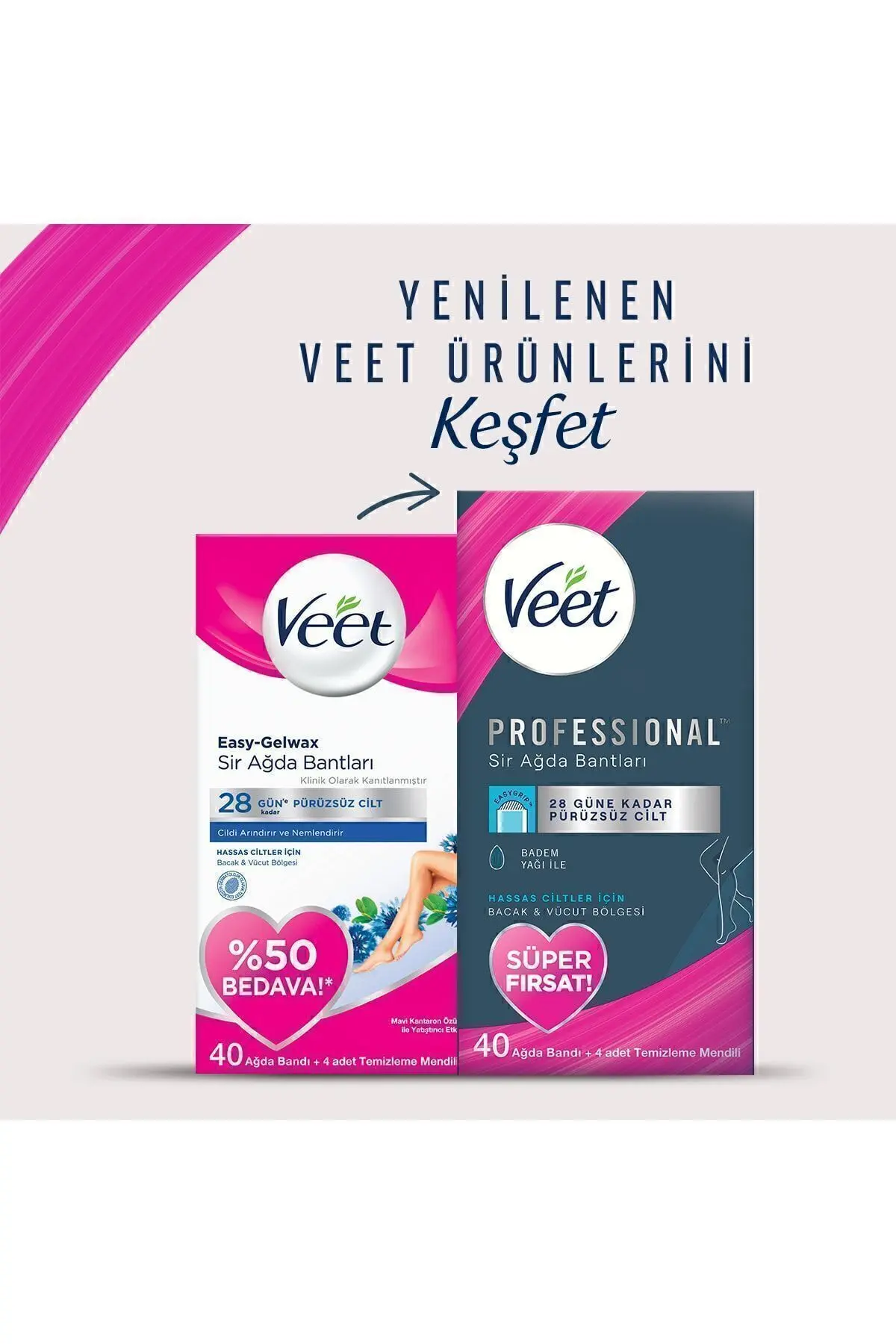 Professional Ağda Bandı Hassas Ciltler Için Bacak&vücut Bölgesi Süper Fırsat 40’lı Paket