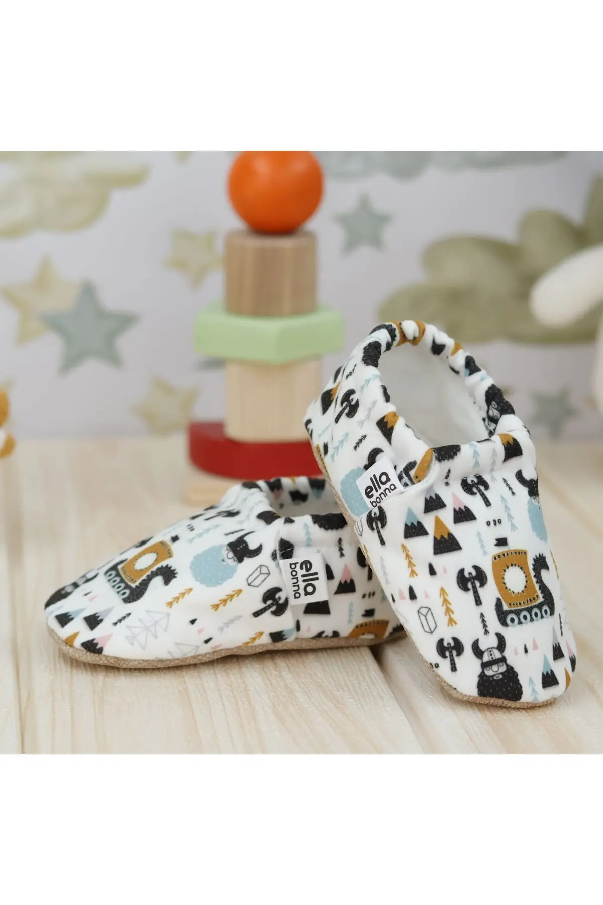 Kaydırmaz Taban Vikingler Bebek Patik, Ev Botu Terliği Kreş Ayakkabısı Panduf