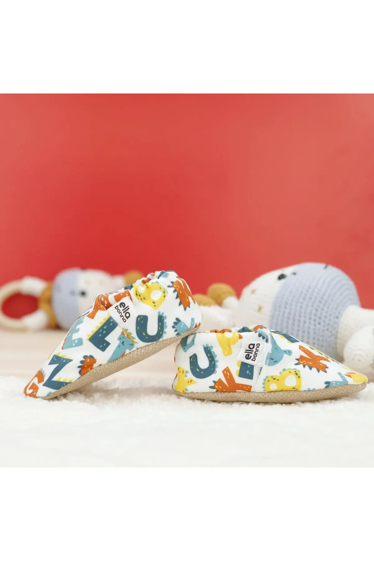 Kaydırmaz Taban Harf Desenli Bebek Patik, Ev Botu Terliği Kreş Ayakkabısı Panduf