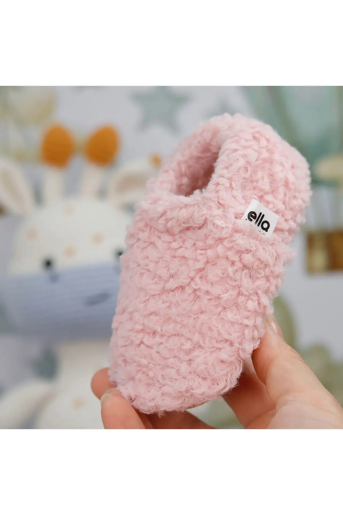 Teddy Bebek Pandufu Ev Patiği, Kaydırmaz Taban, Organik Pamuk Astar, Ev Kreş Ayakkabısı Pembe