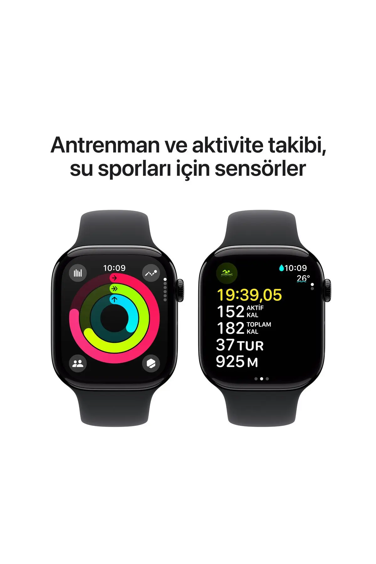 Watch Series 10 GPS 46mm Jet Siyah Alüminyum Kasa + Siyah Spor Kordon - M/L