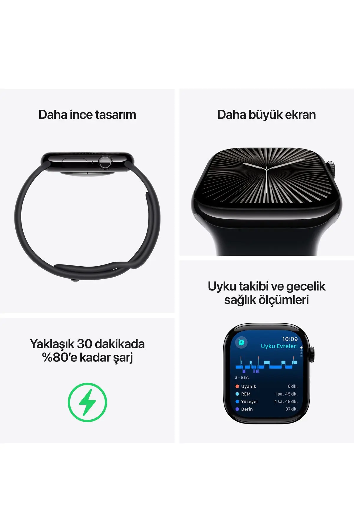 Watch Series 10 GPS 46mm Jet Siyah Alüminyum Kasa + Siyah Spor Kordon - M/L