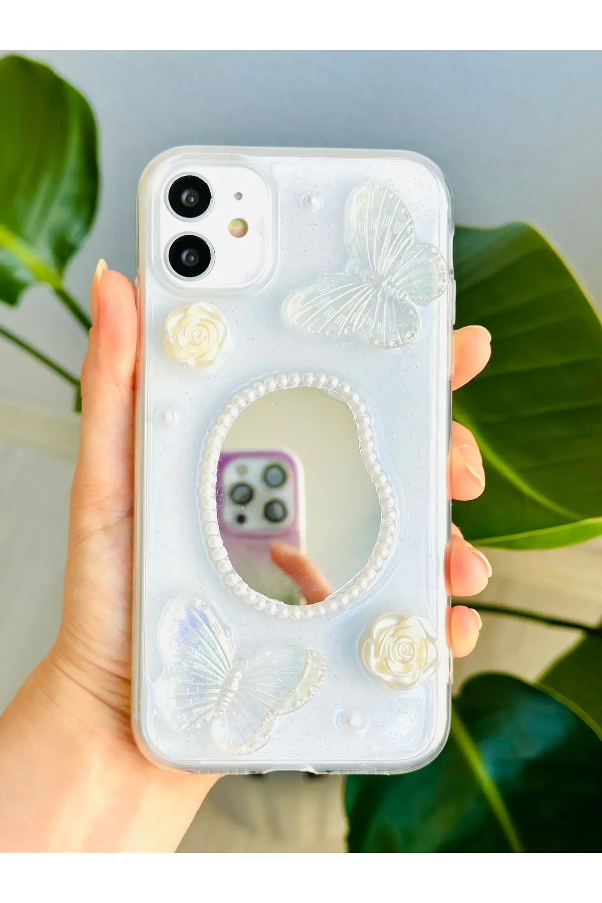 Iphone 11 Uyumlu 3d Oyuncak Aynalı Kelebek Tasarımlı Yumuşak Silikon Kılıf