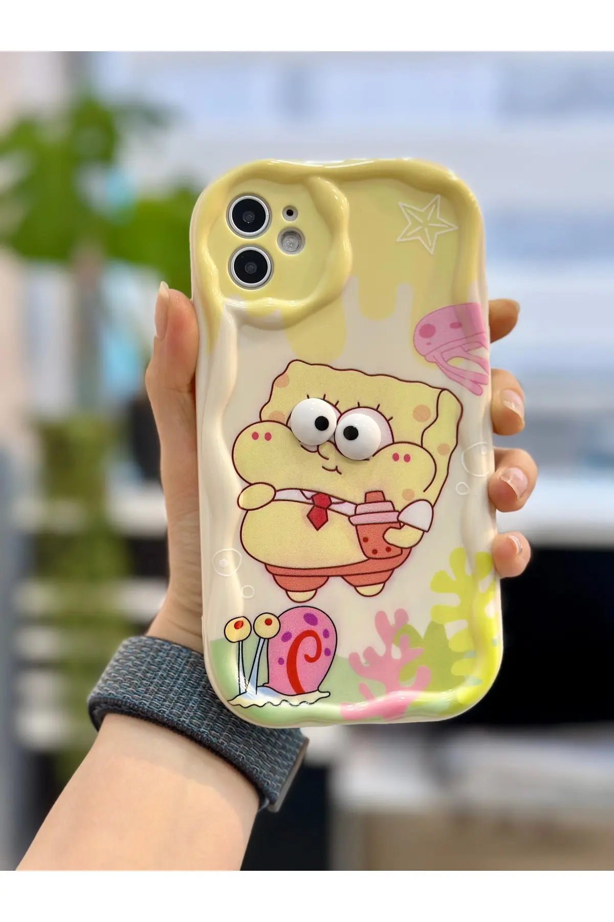 Iphone 11 OYUNCAKLI Sünger Bob Tasarımlı Yumuşak Silikon Kamera Korumalı Kılıf