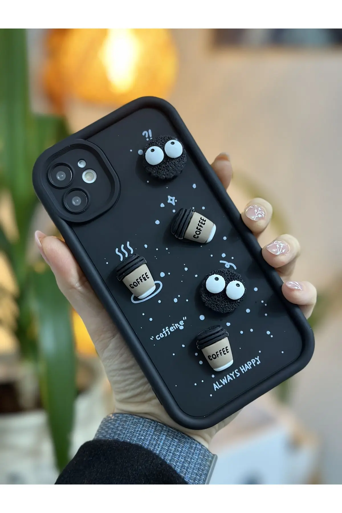 Iphone 11 Tasarımlı Siyah Coffee Kurabiye Yumuşak Silikon Kamera Korumalı Kılıf