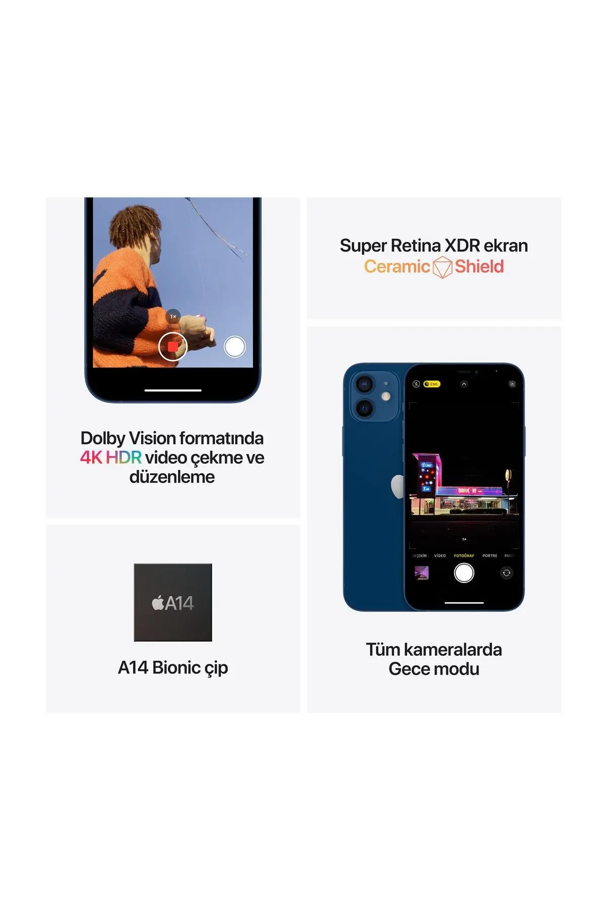 iPhone 12 64 GB Kırmızı Cep Telefonu Aksesuarsız Kutu (Apple Türkiye Garantili)