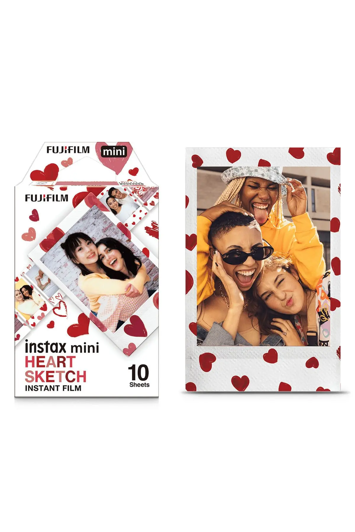Sabitleyiciler (Tripod) Instax Mini Heart Sketch 10'lu Özel Film Çok Renkli
