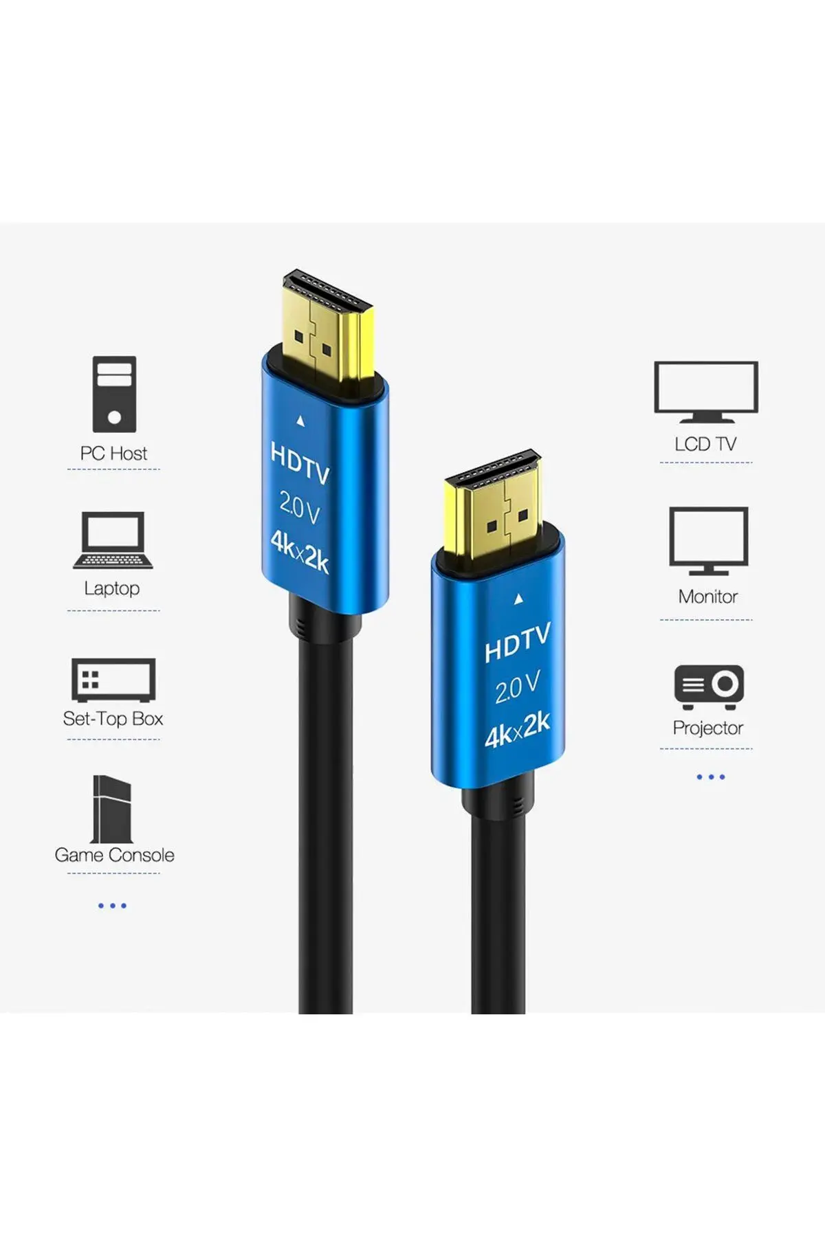 5 METRE 4K ULTRA HD 2.0V ALÜMİNYUM BAŞLIK ALTIN UÇLU HDMİ KABLO
